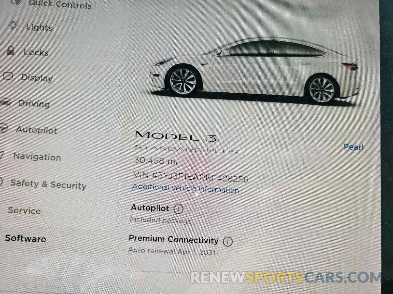 8 Photograph of a damaged car 5YJ3E1EA0KF428256 TESLA MODEL 3 2019