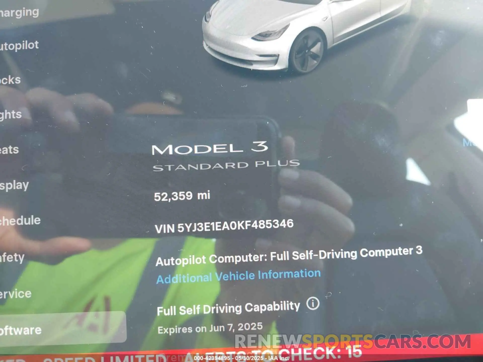 14 Photograph of a damaged car 5YJ3E1EA0KF485346 TESLA MODEL 3 2019