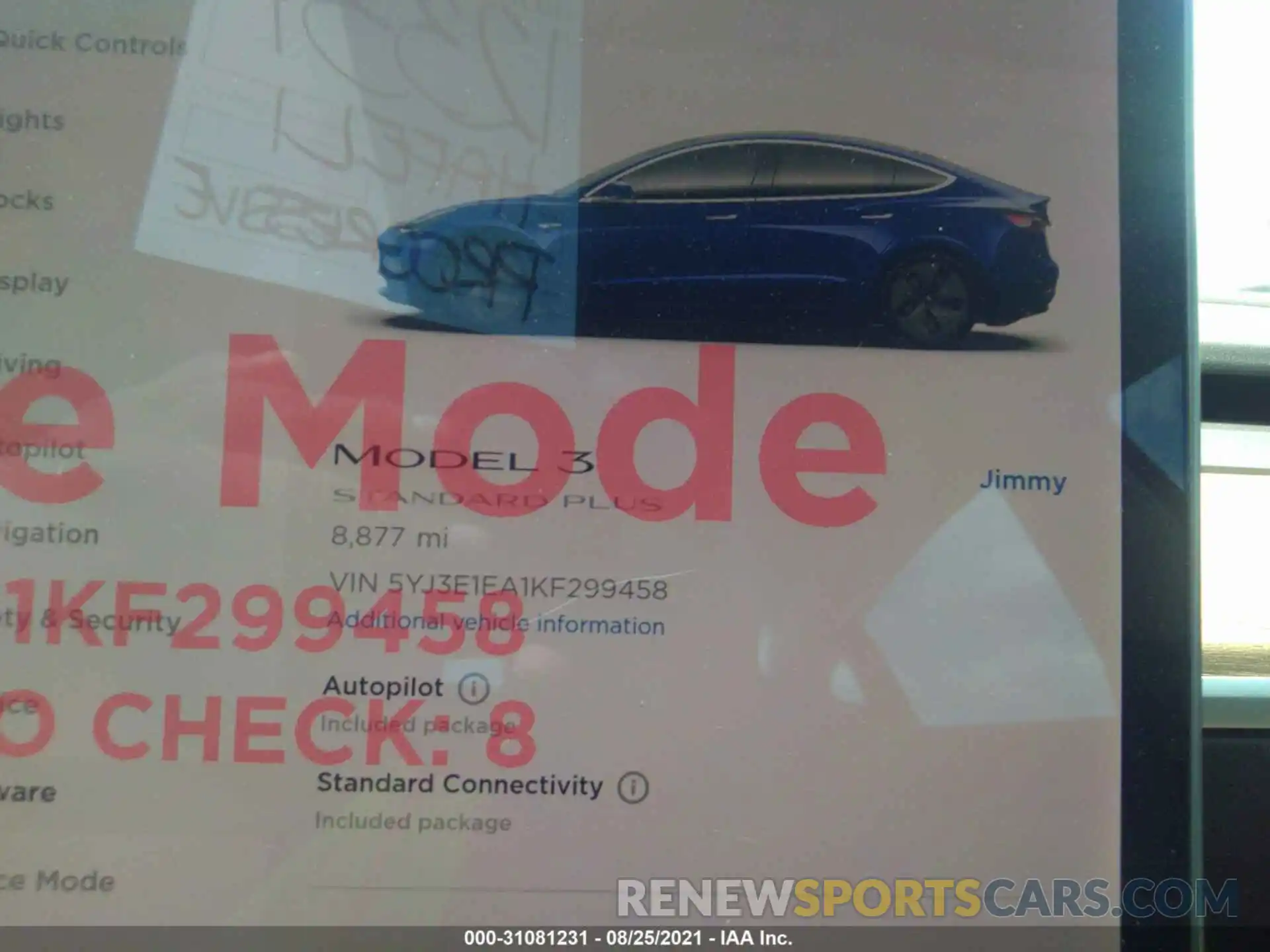 7 Photograph of a damaged car 5YJ3E1EA1KF299458 TESLA MODEL 3 2019