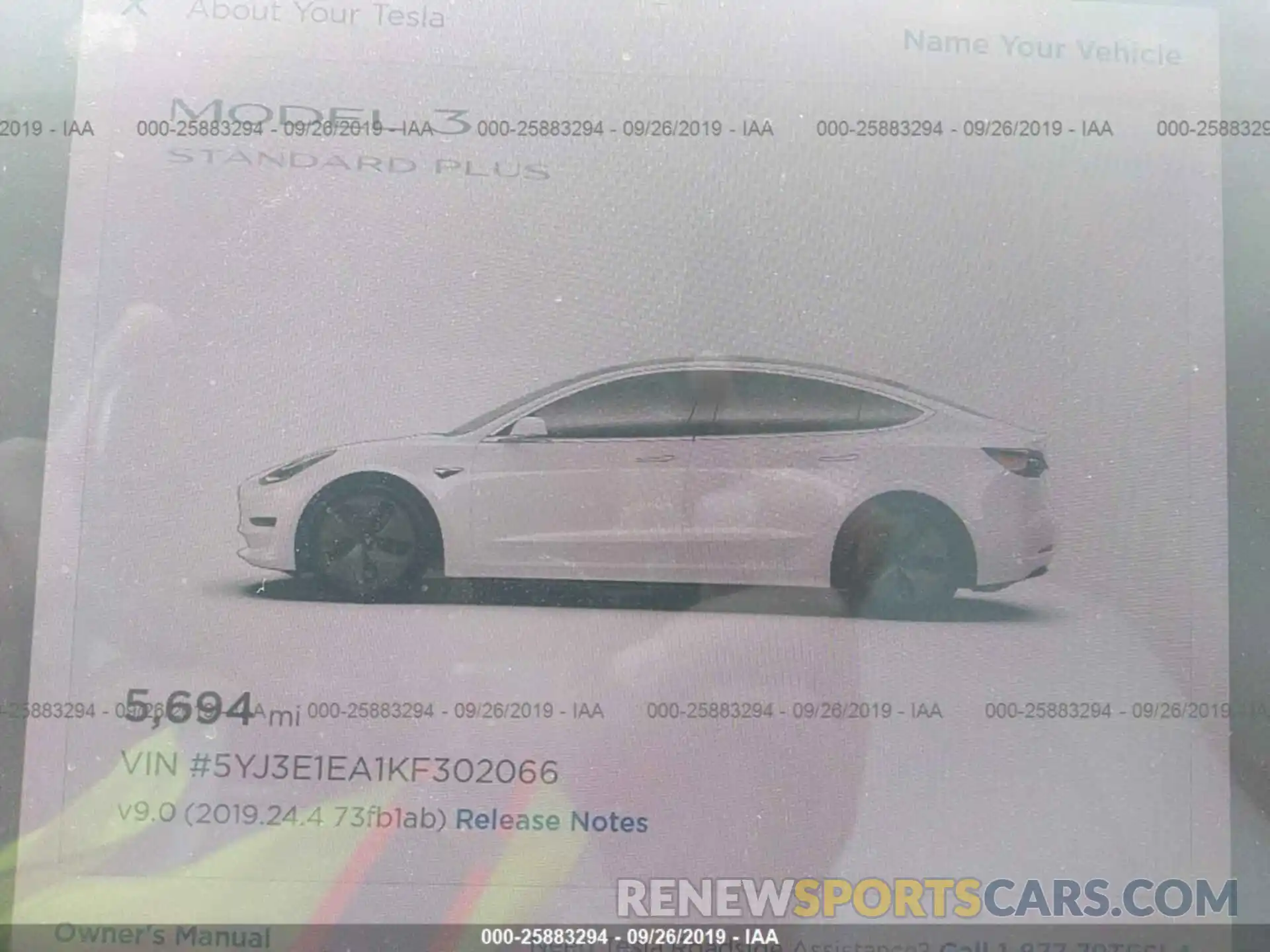 7 Photograph of a damaged car 5YJ3E1EA1KF302066 TESLA MODEL 3 2019