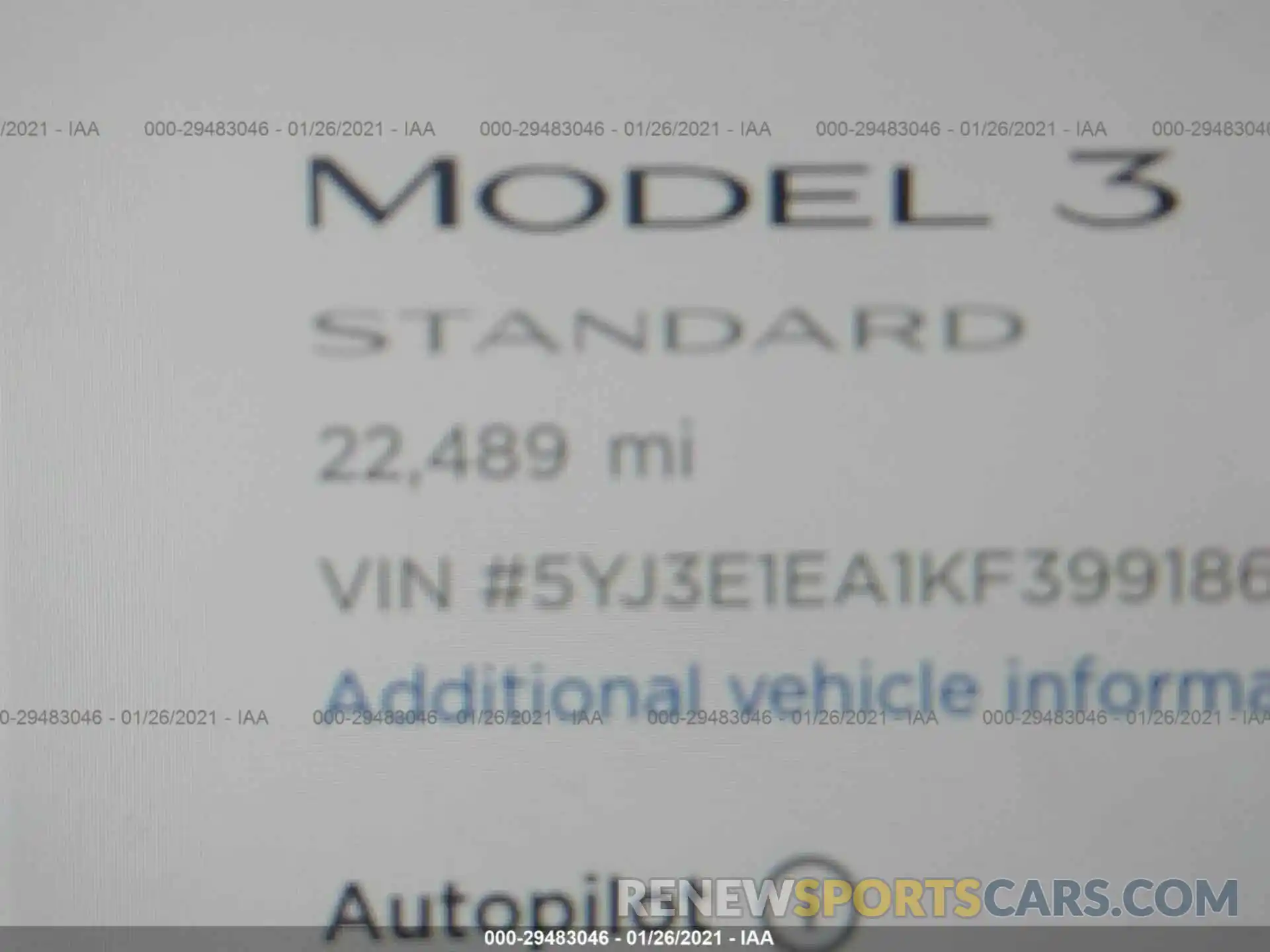 7 Photograph of a damaged car 5YJ3E1EA1KF399186 TESLA MODEL 3 2019