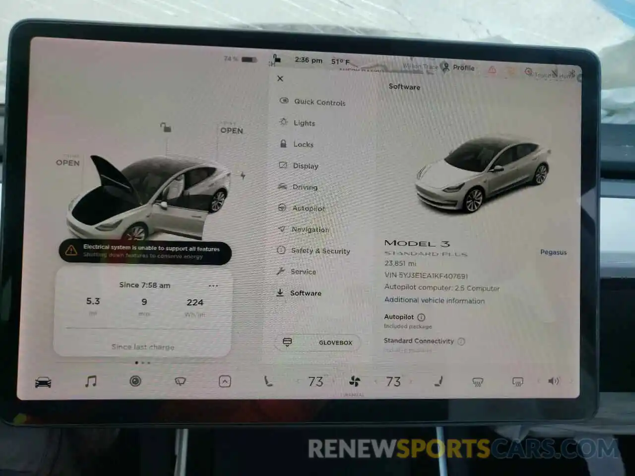 8 Photograph of a damaged car 5YJ3E1EA1KF407691 TESLA MODEL 3 2019