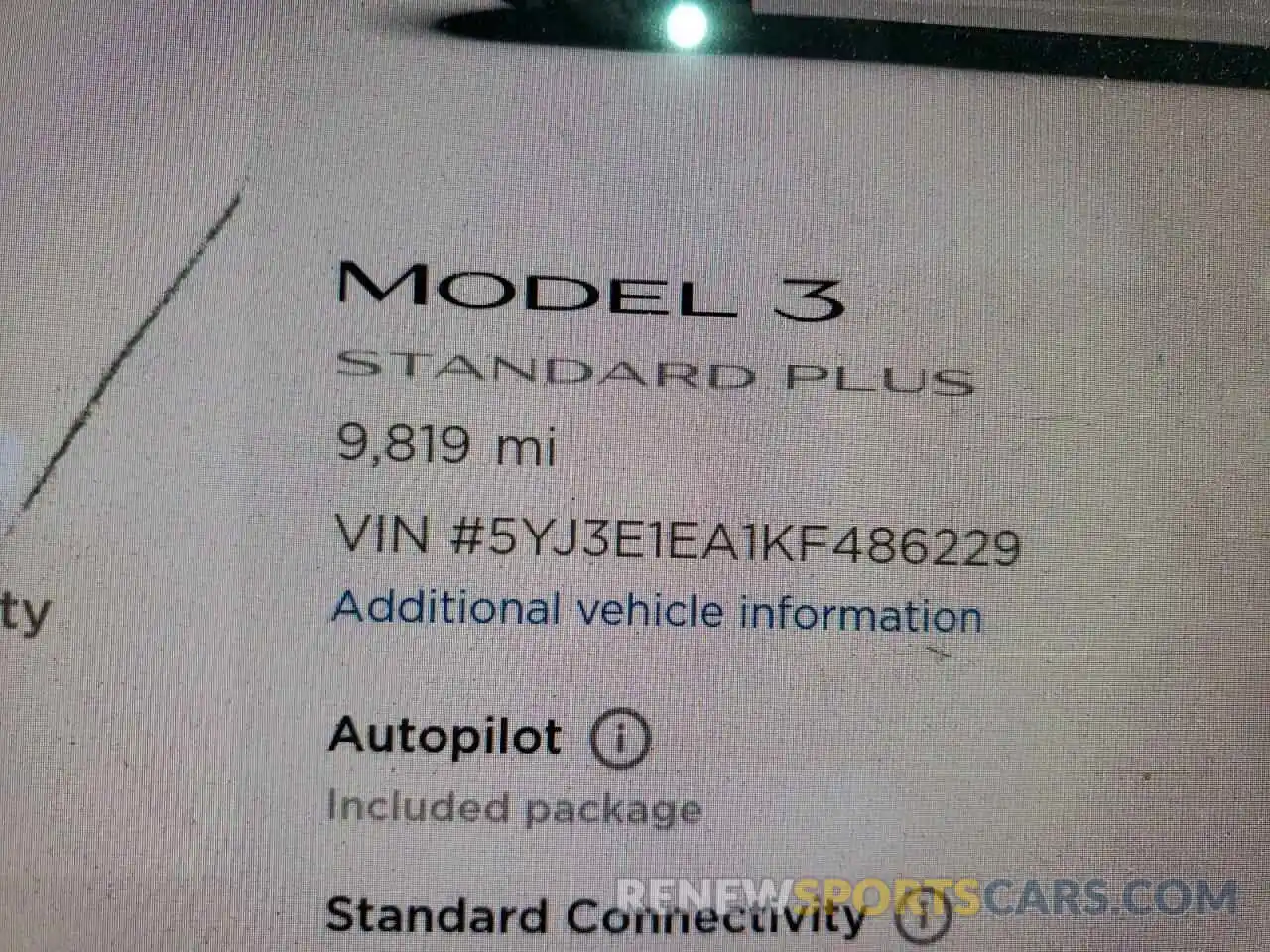 8 Photograph of a damaged car 5YJ3E1EA1KF486229 TESLA MODEL 3 2019