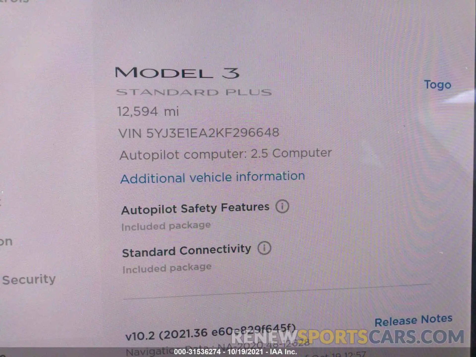 7 Photograph of a damaged car 5YJ3E1EA2KF296648 TESLA MODEL 3 2019