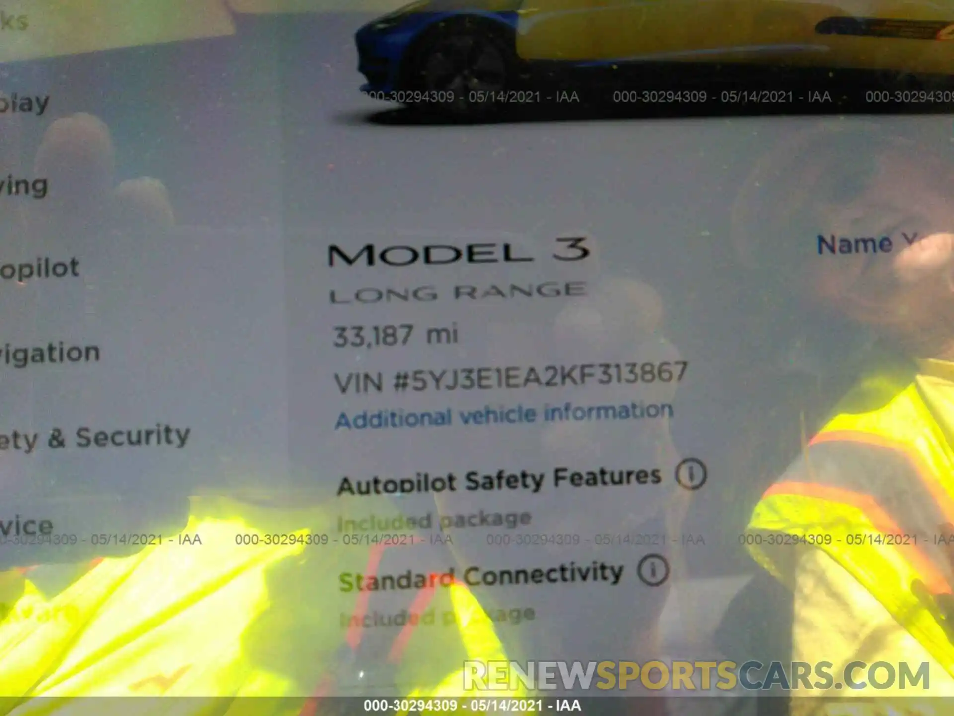 7 Photograph of a damaged car 5YJ3E1EA2KF313867 TESLA MODEL 3 2019