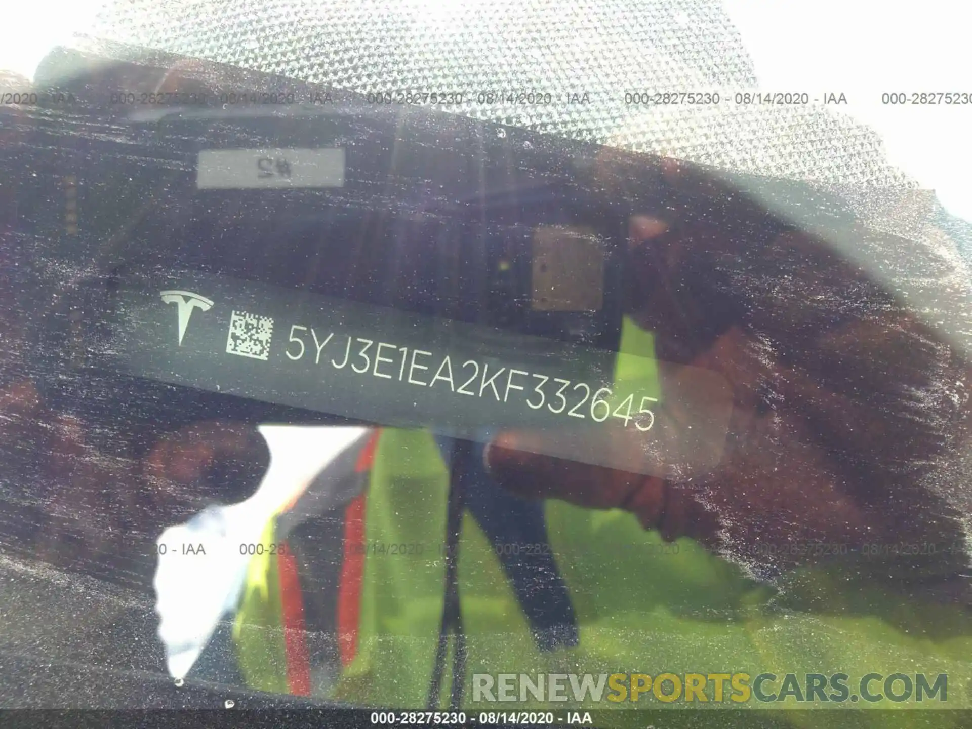 9 Photograph of a damaged car 5YJ3E1EA2KF332645 TESLA MODEL 3 2019