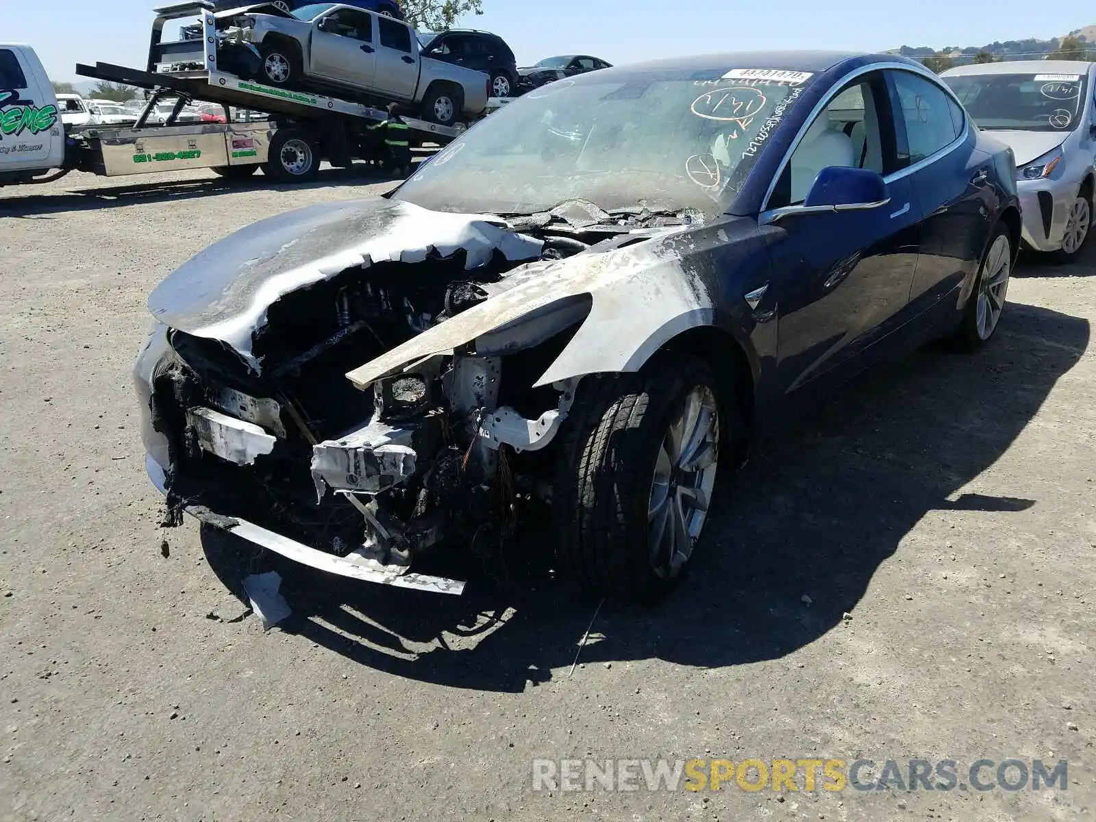 2 Photograph of a damaged car 5YJ3E1EA2KF332838 TESLA MODEL 3 2019