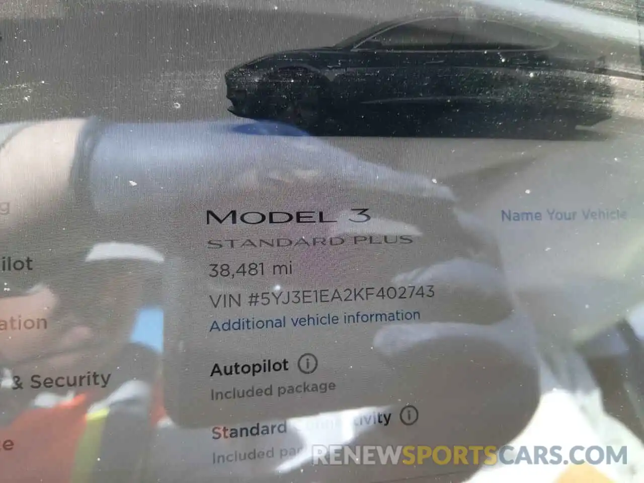 8 Photograph of a damaged car 5YJ3E1EA2KF402743 TESLA MODEL 3 2019