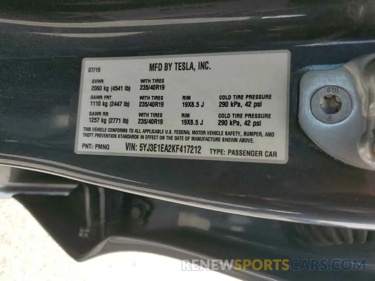 14 Photograph of a damaged car 5YJ3E1EA2KF417212 TESLA MODEL 3 2019