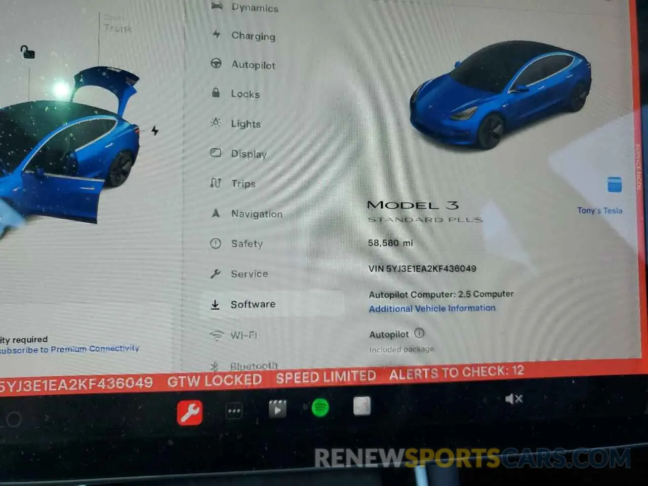 9 Photograph of a damaged car 5YJ3E1EA2KF436049 TESLA MODEL 3 2019