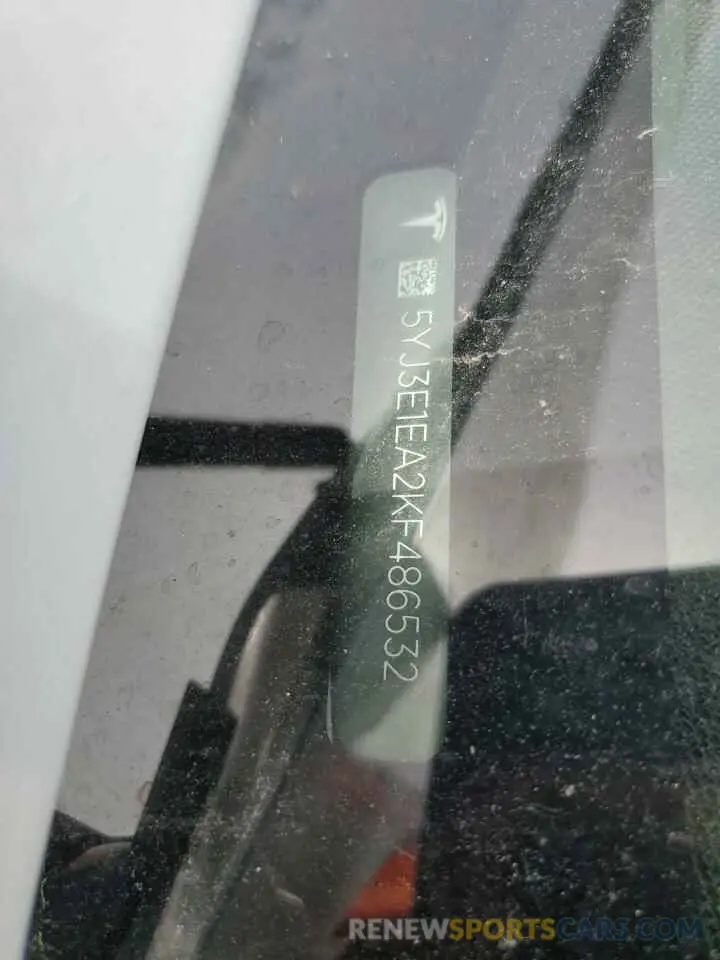 12 Photograph of a damaged car 5YJ3E1EA2KF486532 TESLA MODEL 3 2019