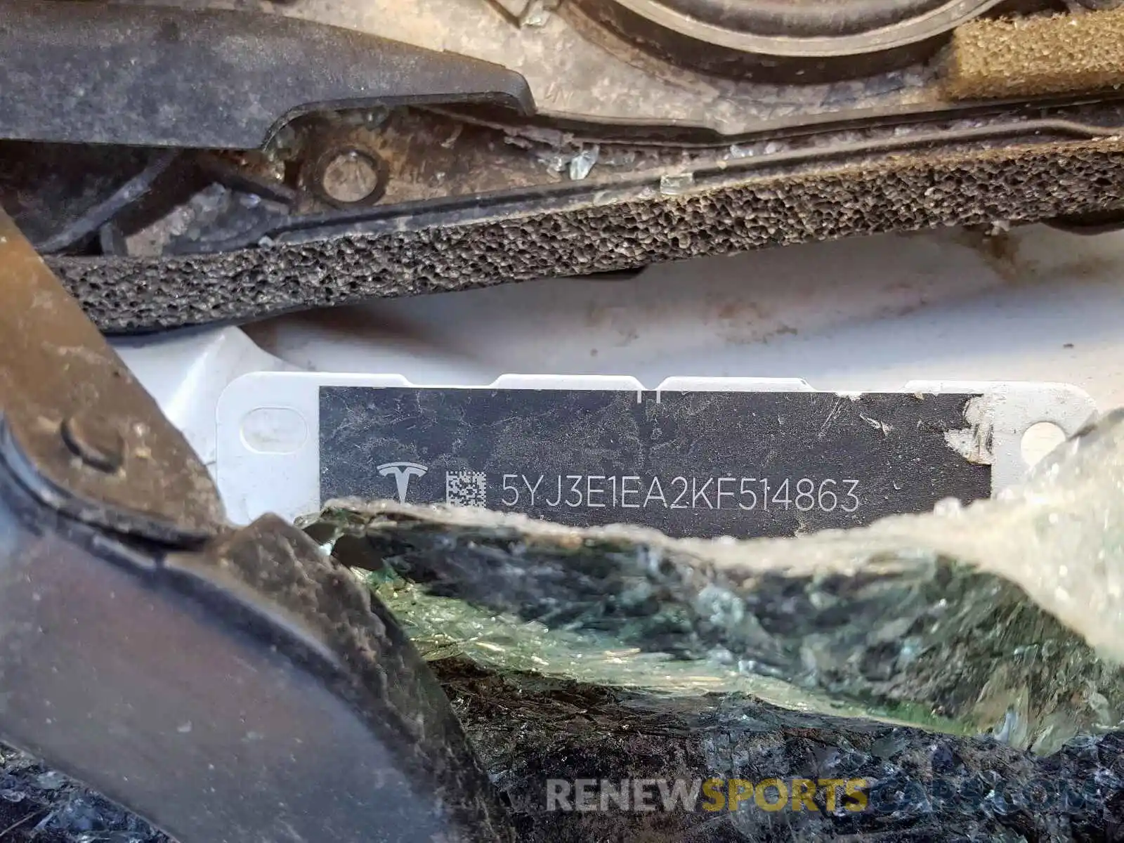 10 Photograph of a damaged car 5YJ3E1EA2KF514863 TESLA MODEL 3 2019