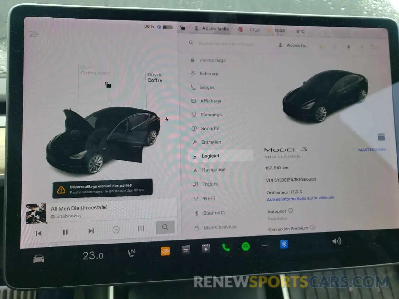 9 Photograph of a damaged car 5YJ3E1EA3KF265389 TESLA MODEL 3 2019
