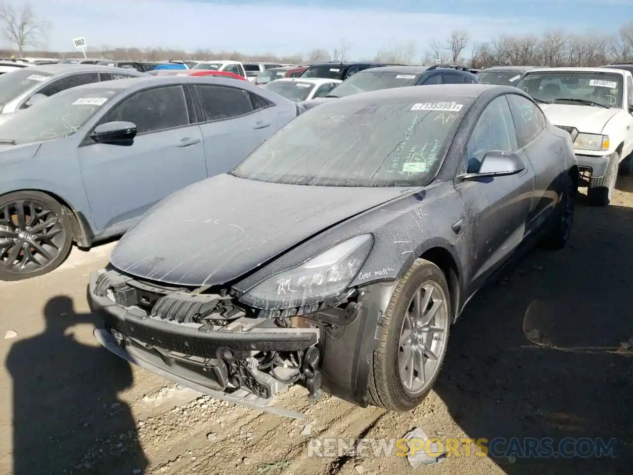 2 Photograph of a damaged car 5YJ3E1EA3KF298408 TESLA MODEL 3 2019