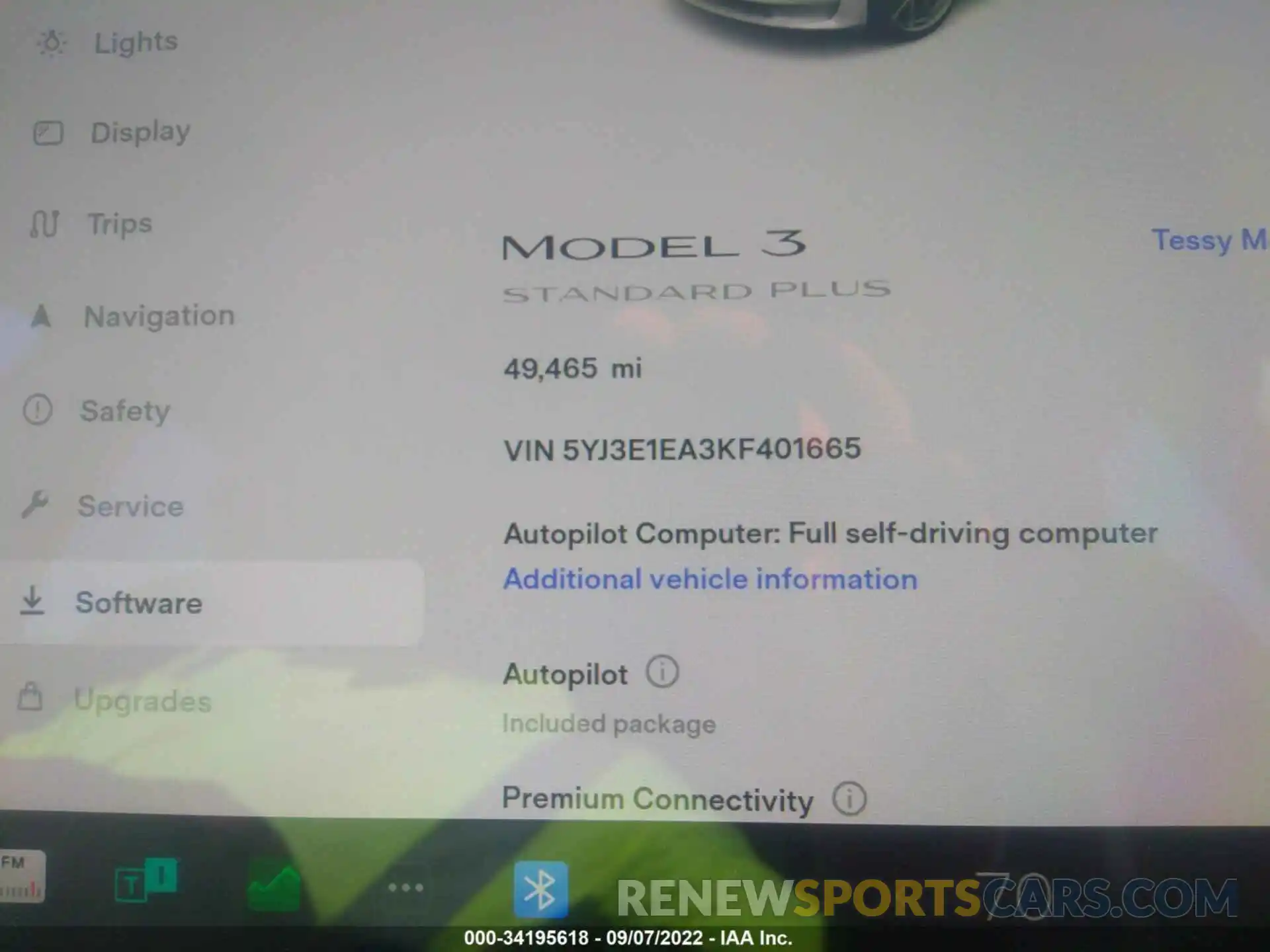 7 Photograph of a damaged car 5YJ3E1EA3KF401665 TESLA MODEL 3 2019