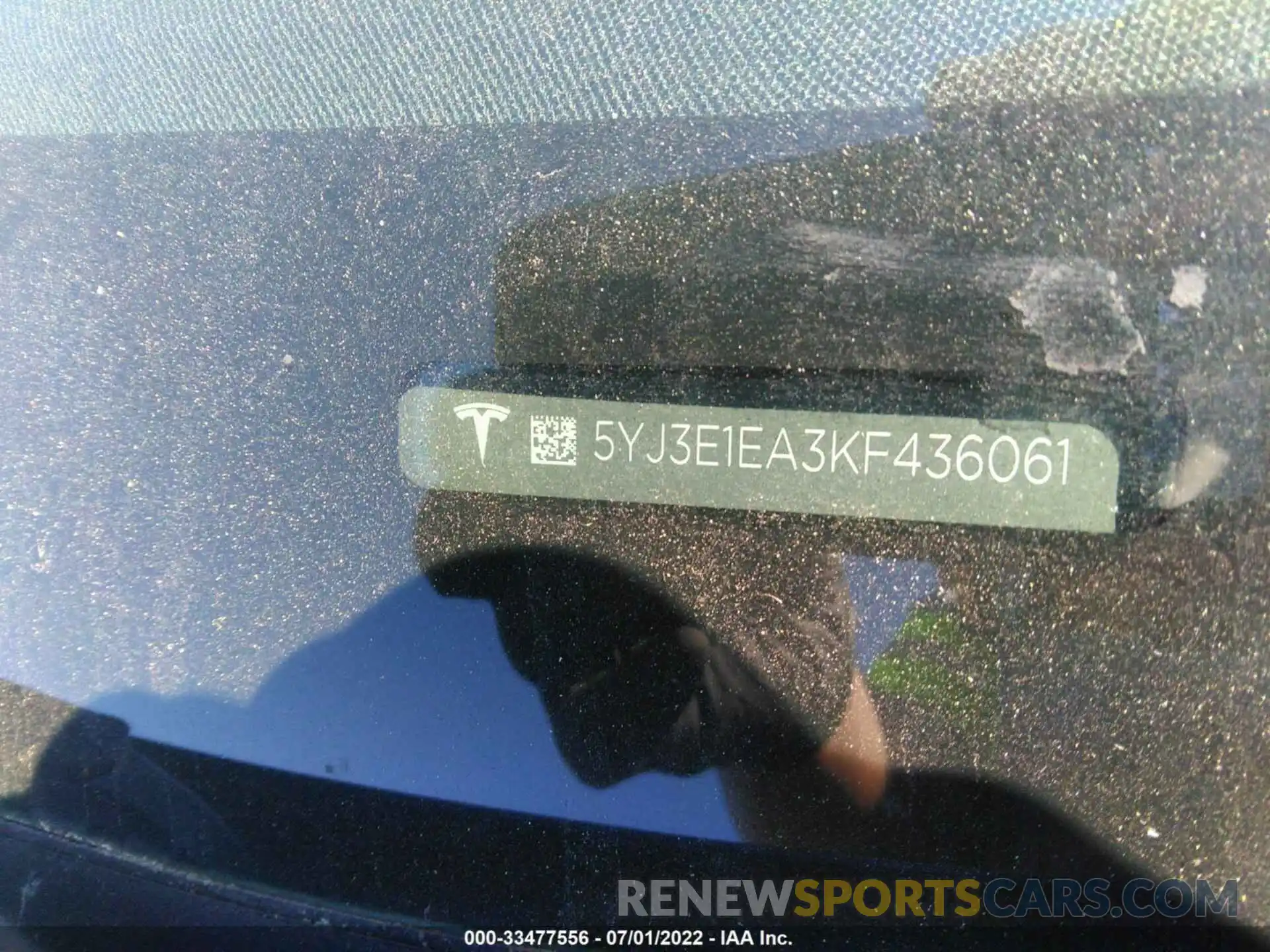 9 Photograph of a damaged car 5YJ3E1EA3KF436061 TESLA MODEL 3 2019