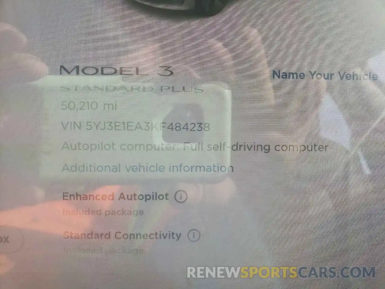 8 Photograph of a damaged car 5YJ3E1EA3KF484238 TESLA MODEL 3 2019