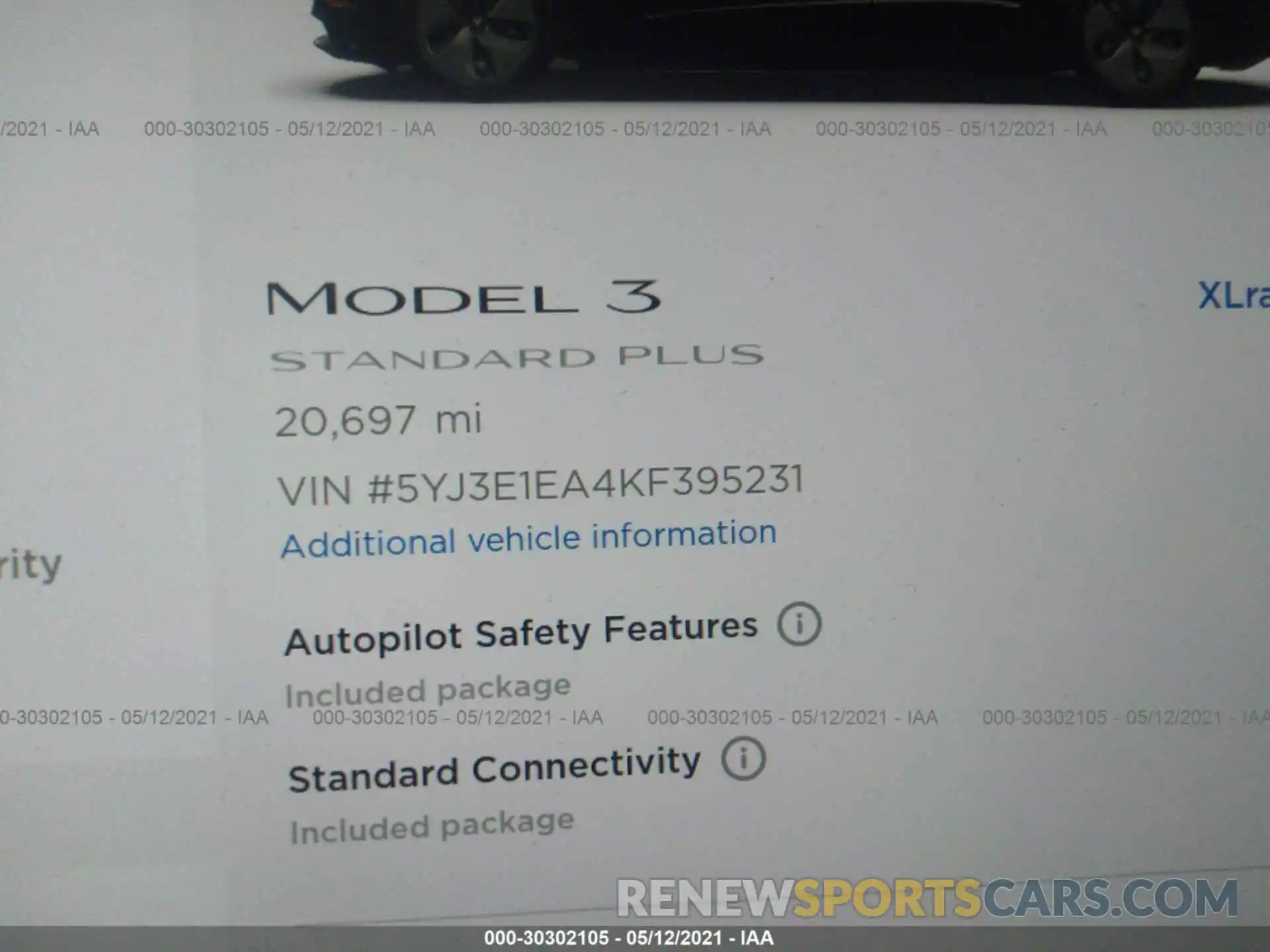 7 Photograph of a damaged car 5YJ3E1EA4KF395231 TESLA MODEL 3 2019