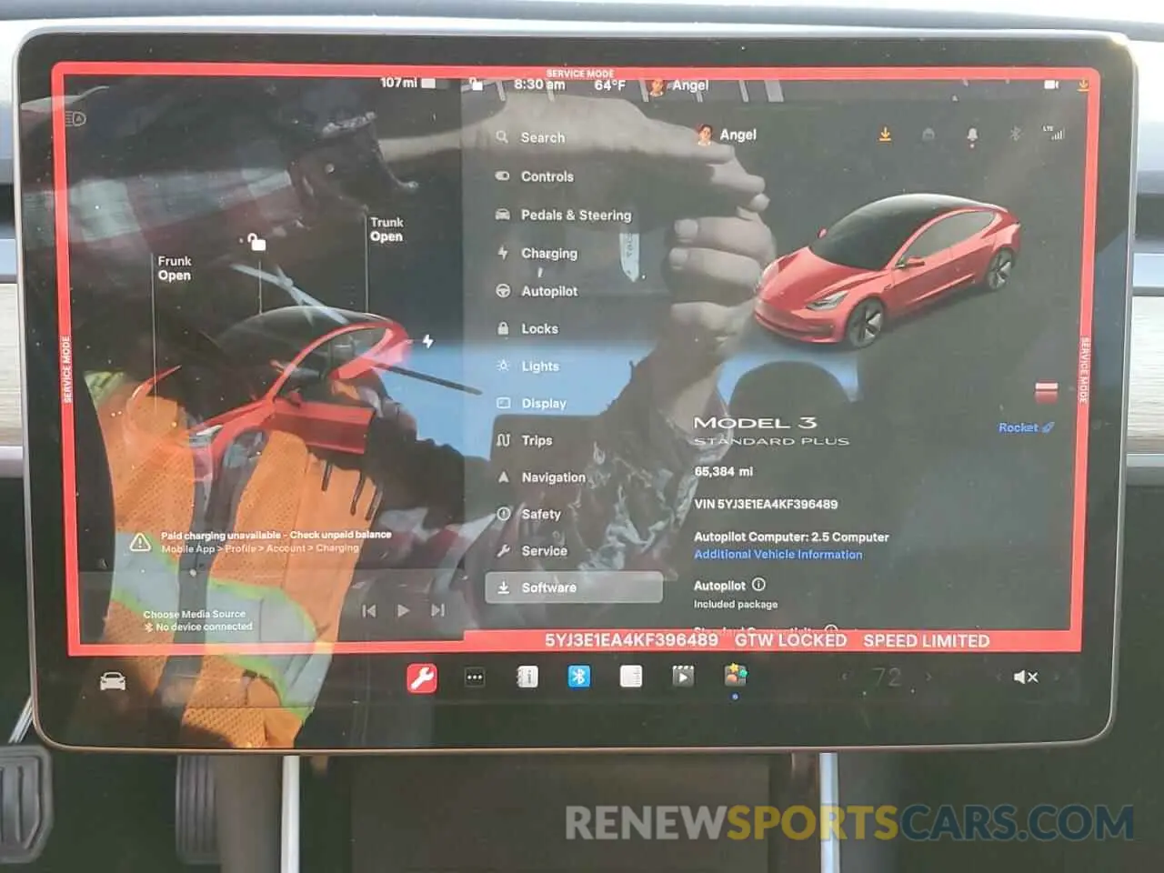 9 Photograph of a damaged car 5YJ3E1EA4KF396489 TESLA MODEL 3 2019