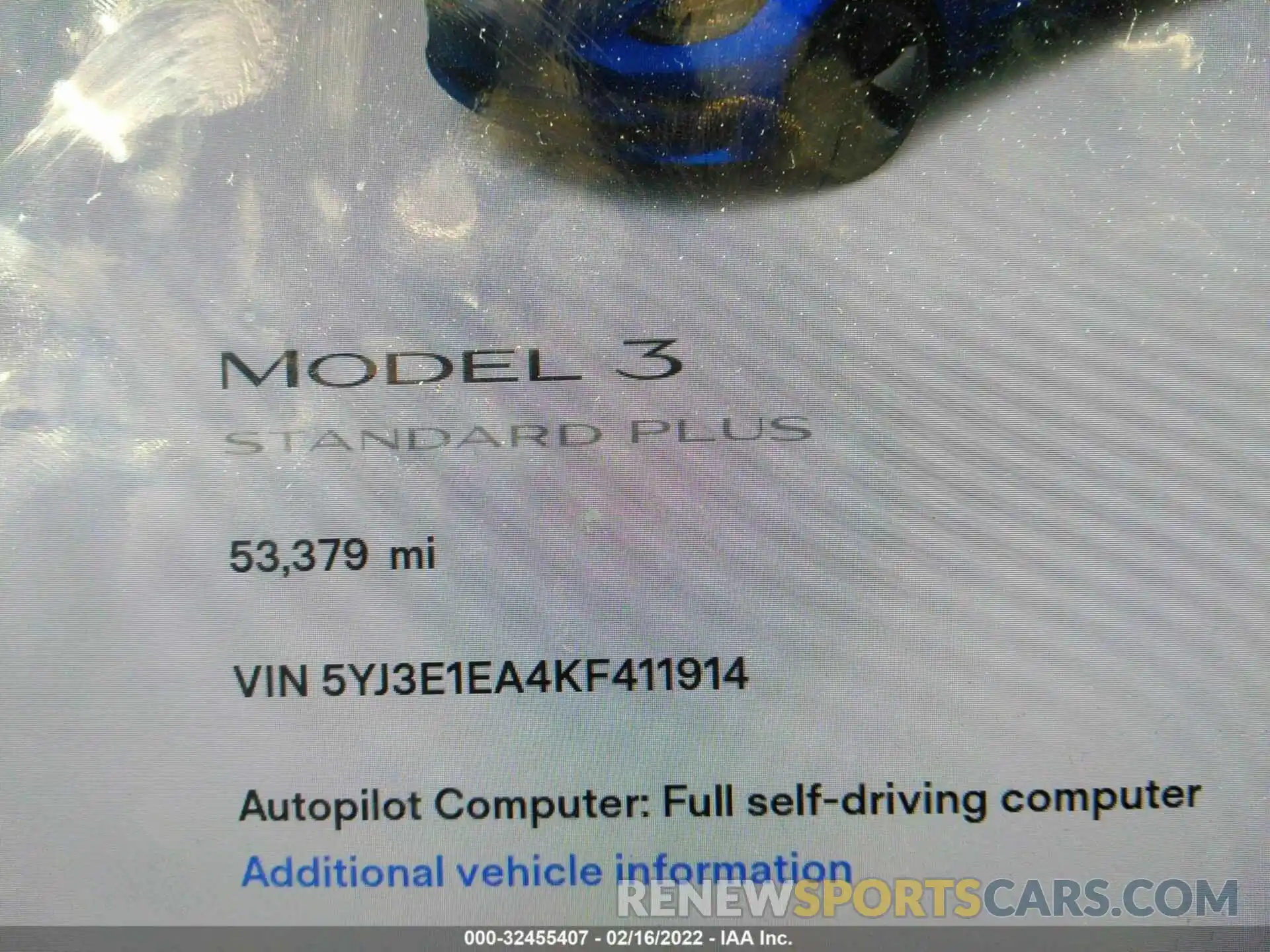 7 Photograph of a damaged car 5YJ3E1EA4KF411914 TESLA MODEL 3 2019