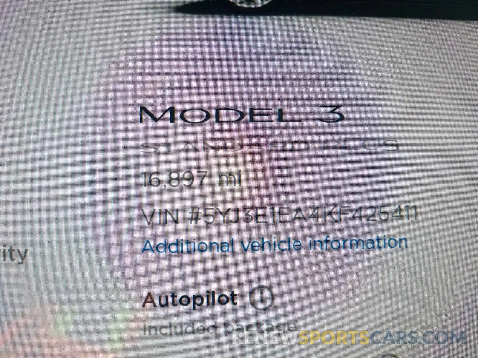 8 Photograph of a damaged car 5YJ3E1EA4KF425411 TESLA MODEL 3 2019