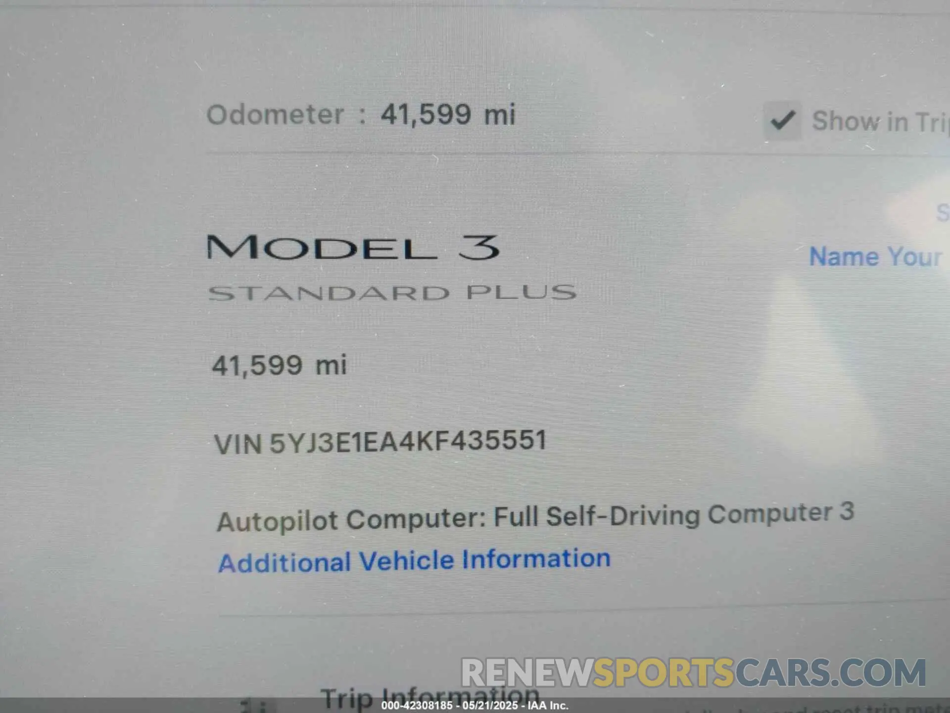 7 Photograph of a damaged car 5YJ3E1EA4KF435551 TESLA MODEL 3 2019