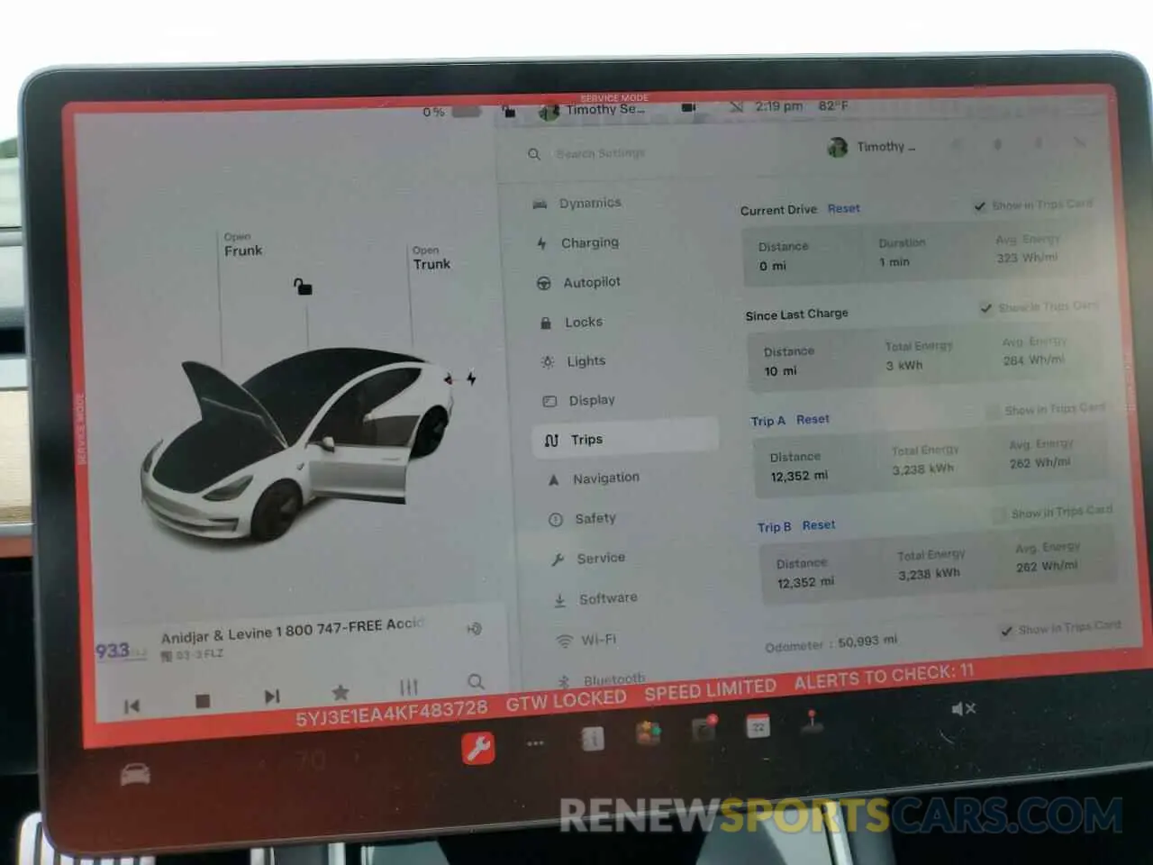 9 Photograph of a damaged car 5YJ3E1EA4KF483728 TESLA MODEL 3 2019