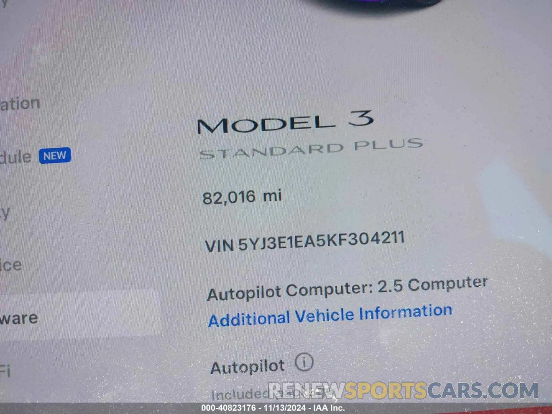 16 Photograph of a damaged car 5YJ3E1EA5KF304211 TESLA MODEL 3 2019