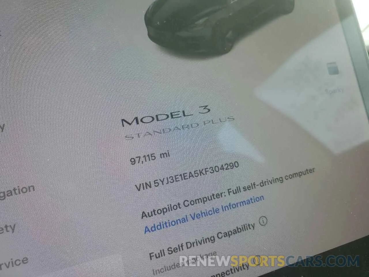 9 Photograph of a damaged car 5YJ3E1EA5KF304290 TESLA MODEL 3 2019