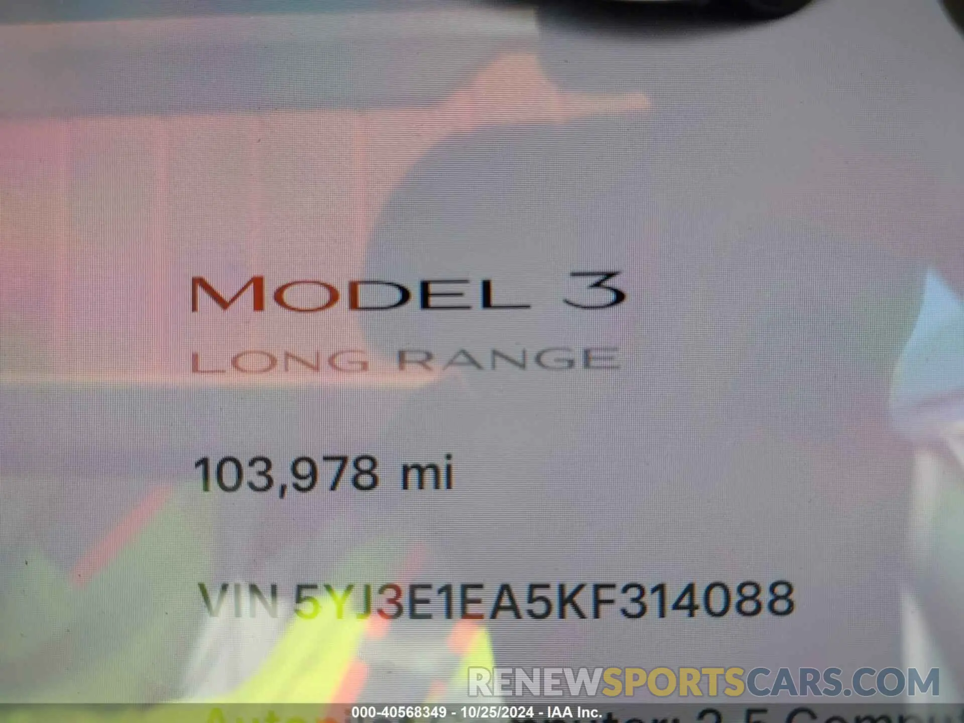 14 Photograph of a damaged car 5YJ3E1EA5KF314088 TESLA MODEL 3 2019