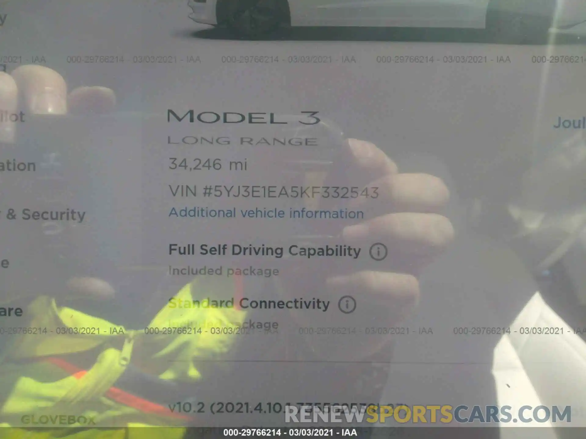 7 Photograph of a damaged car 5YJ3E1EA5KF332543 TESLA MODEL 3 2019