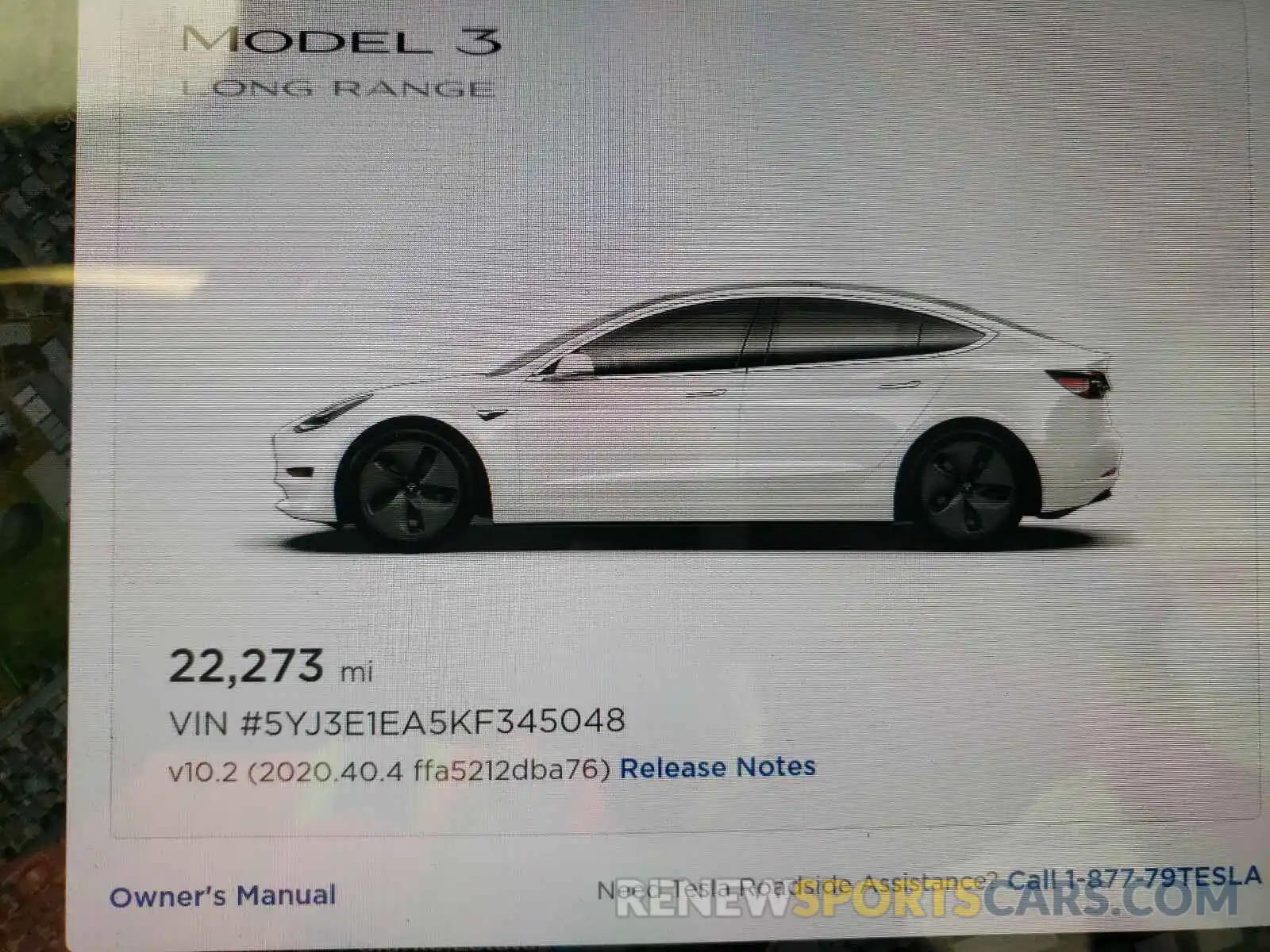 8 Photograph of a damaged car 5YJ3E1EA5KF345048 TESLA MODEL 3 2019