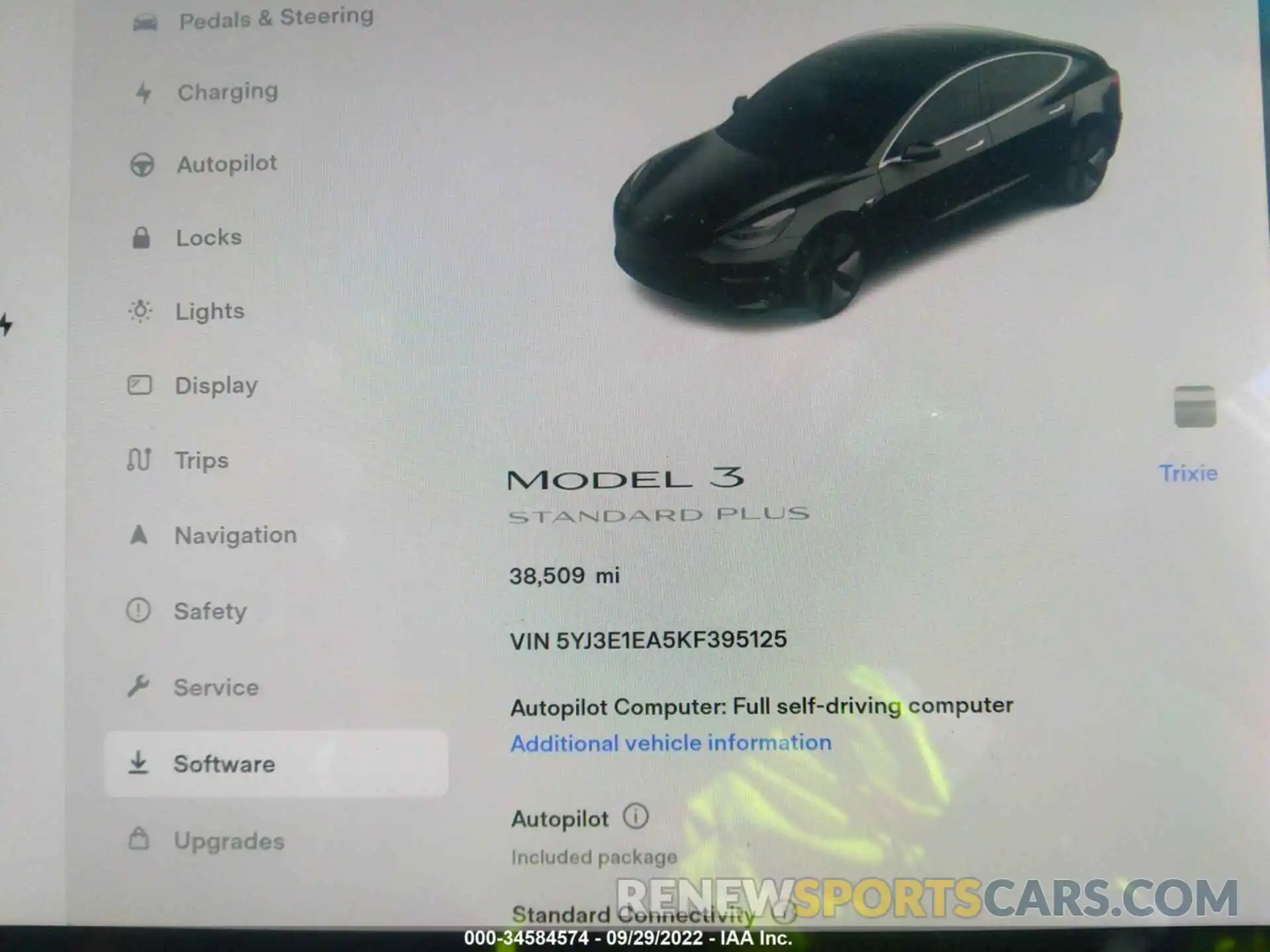 7 Photograph of a damaged car 5YJ3E1EA5KF395125 TESLA MODEL 3 2019