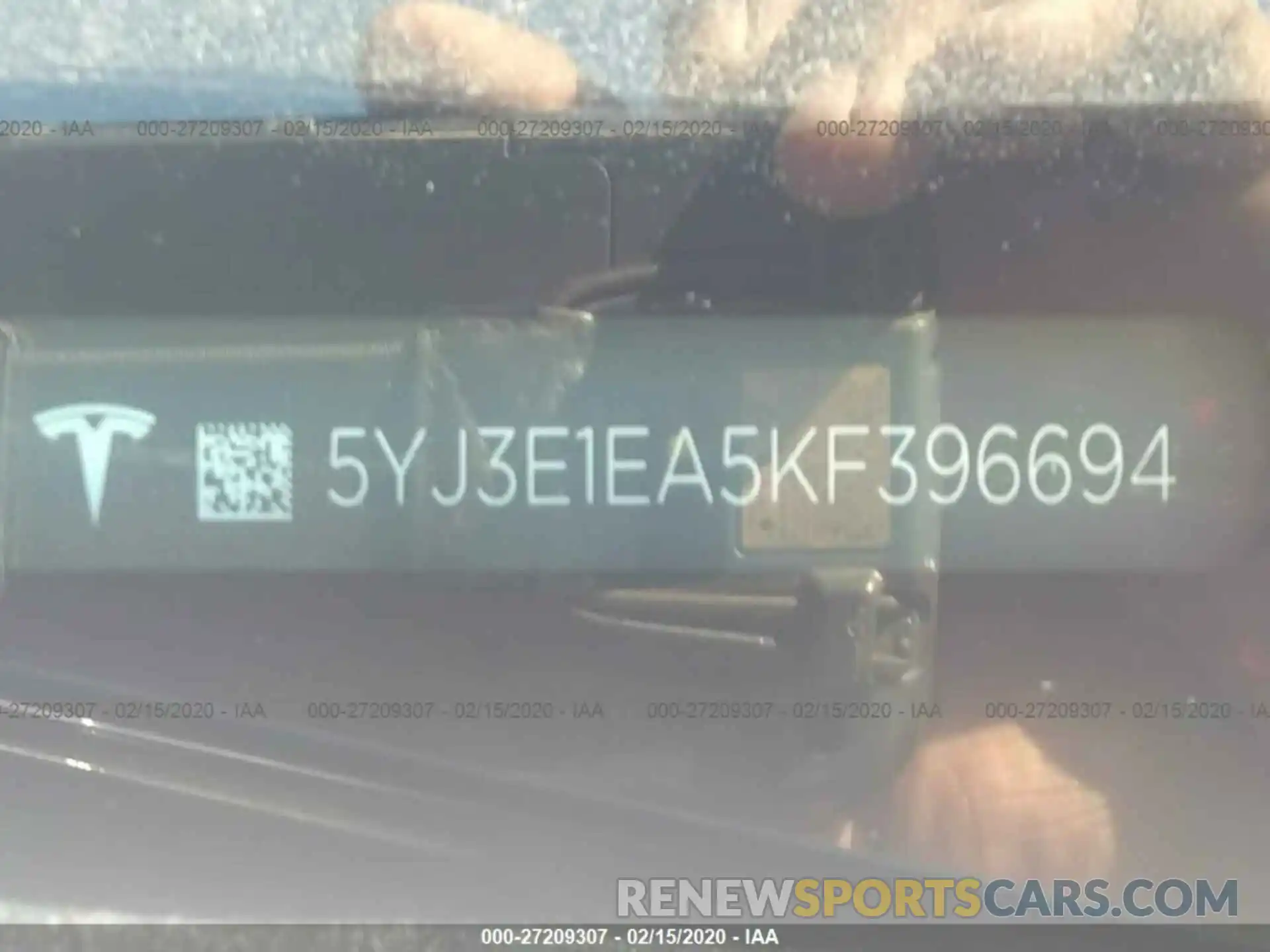 9 Photograph of a damaged car 5YJ3E1EA5KF396694 TESLA MODEL 3 2019