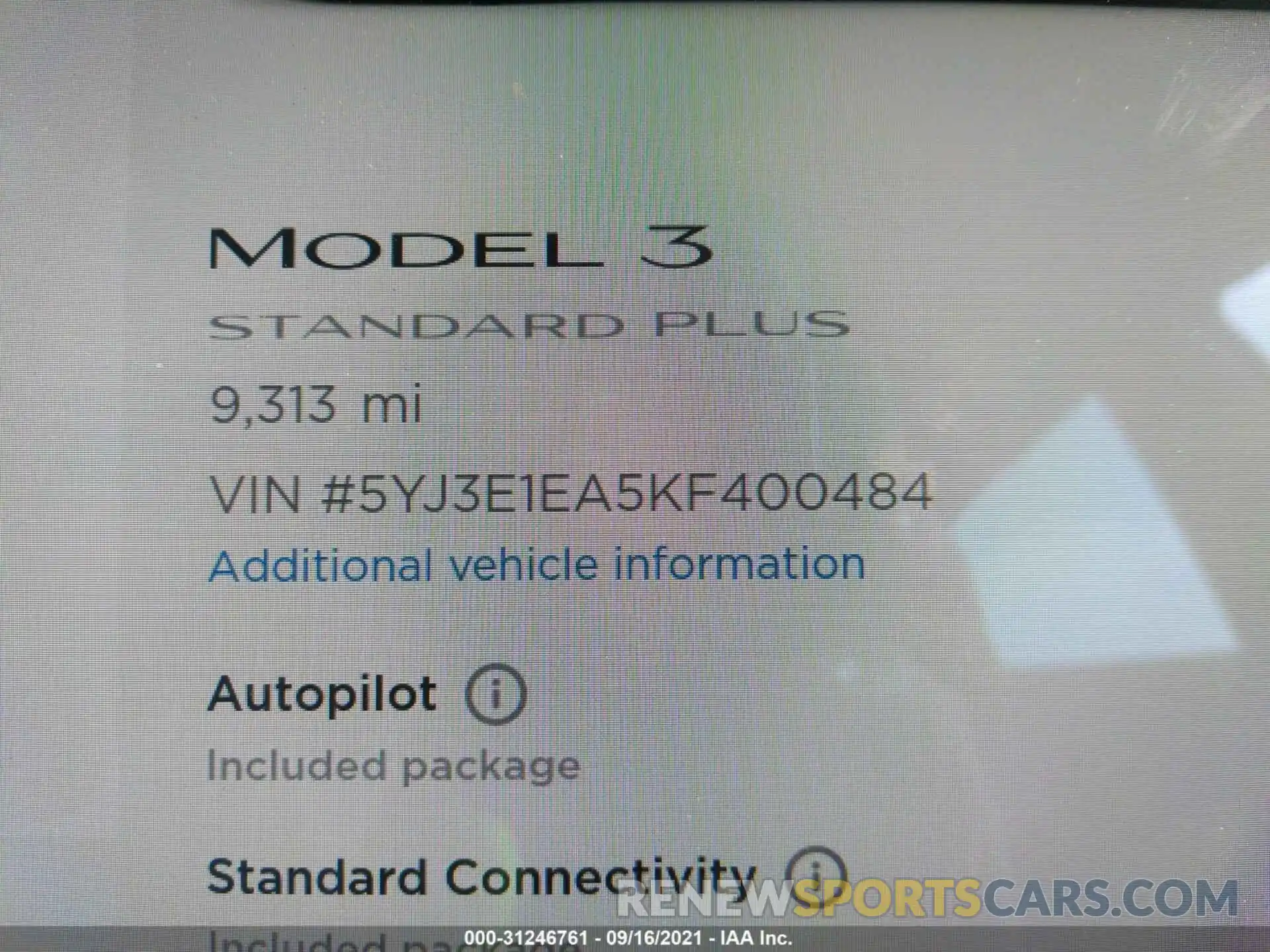 7 Photograph of a damaged car 5YJ3E1EA5KF400484 TESLA MODEL 3 2019