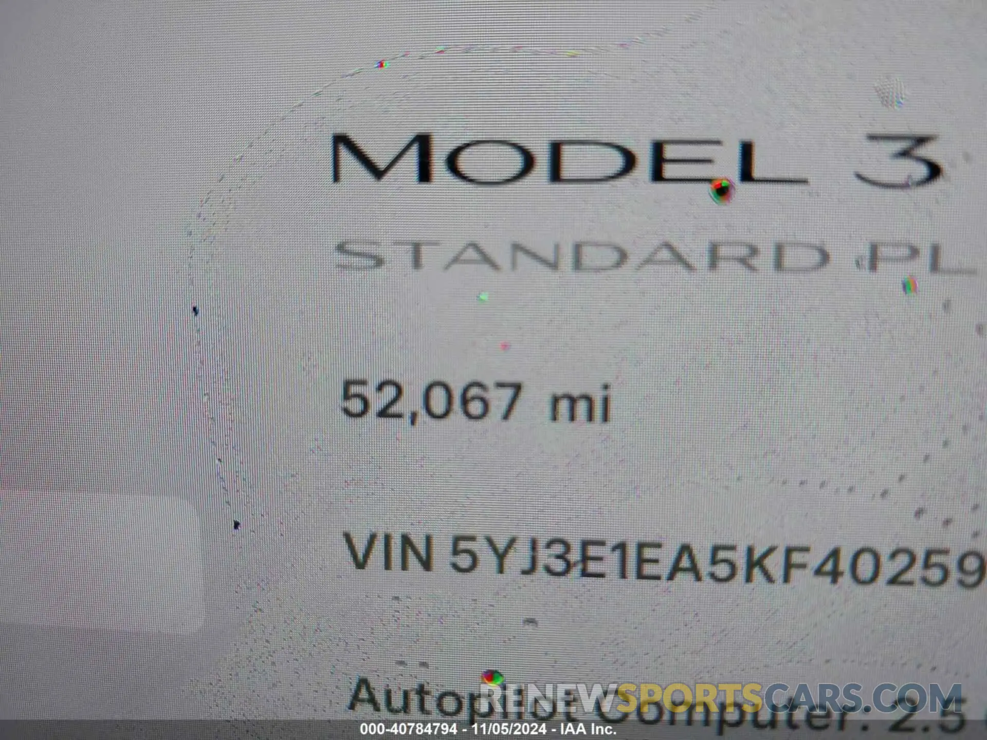 14 Photograph of a damaged car 5YJ3E1EA5KF402591 TESLA MODEL 3 2019
