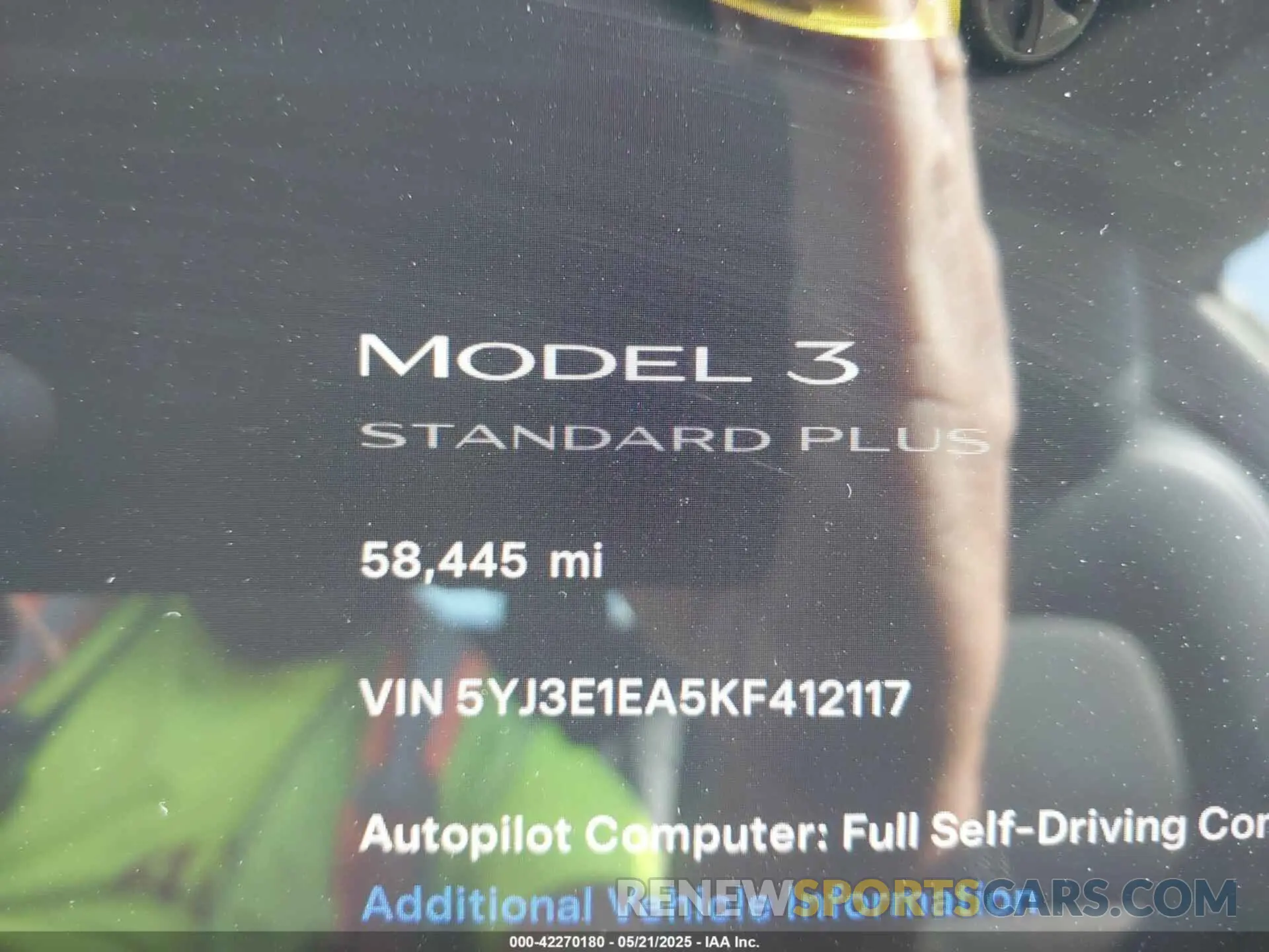 14 Photograph of a damaged car 5YJ3E1EA5KF412117 TESLA MODEL 3 2019