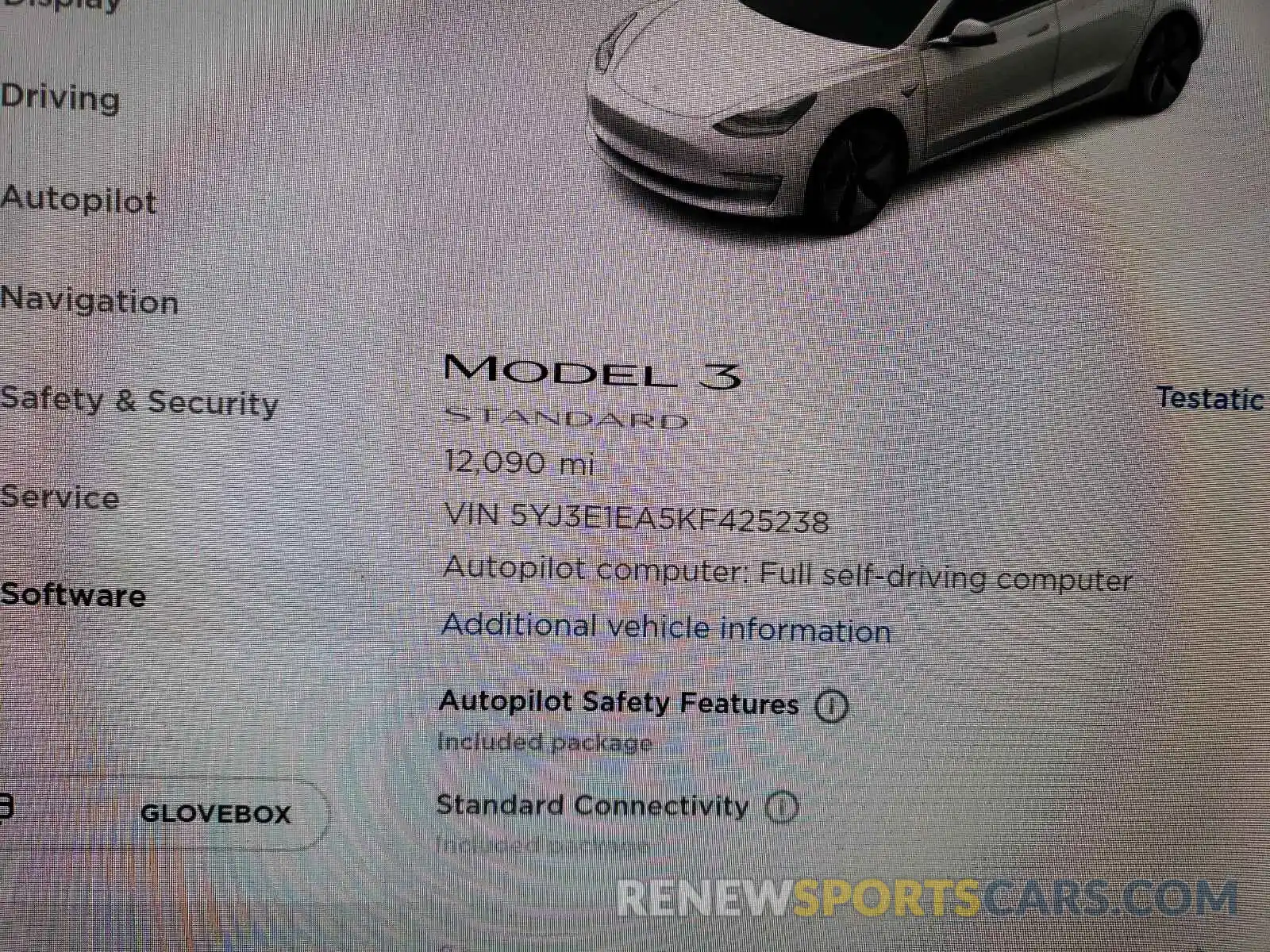 8 Photograph of a damaged car 5YJ3E1EA5KF425238 TESLA MODEL 3 2019