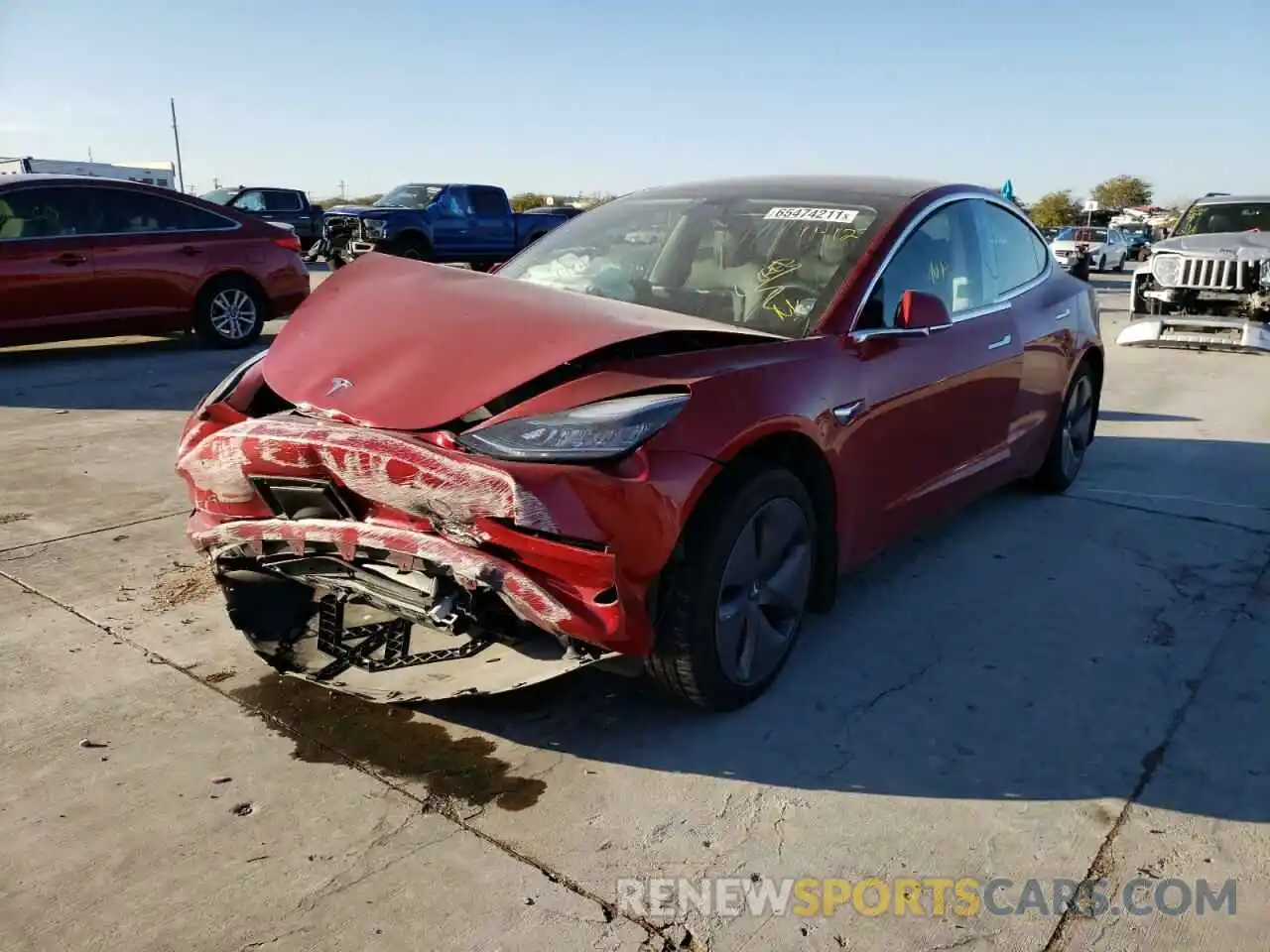 2 Photograph of a damaged car 5YJ3E1EA5KF428141 TESLA MODEL 3 2019