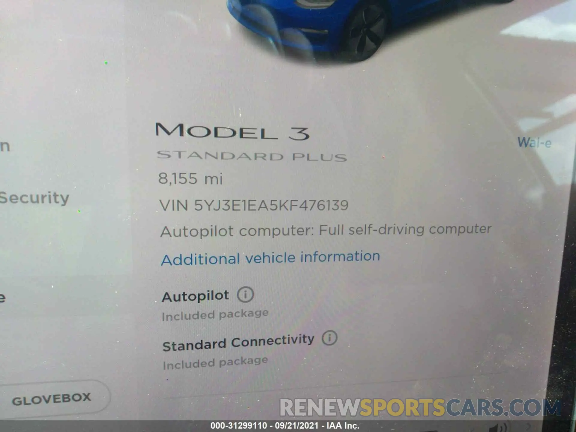7 Photograph of a damaged car 5YJ3E1EA5KF476139 TESLA MODEL 3 2019