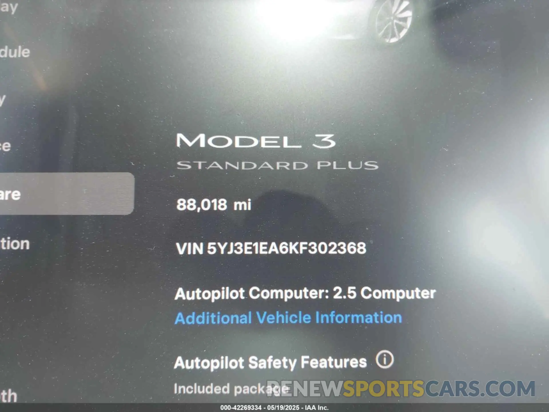 14 Photograph of a damaged car 5YJ3E1EA6KF302368 TESLA MODEL 3 2019
