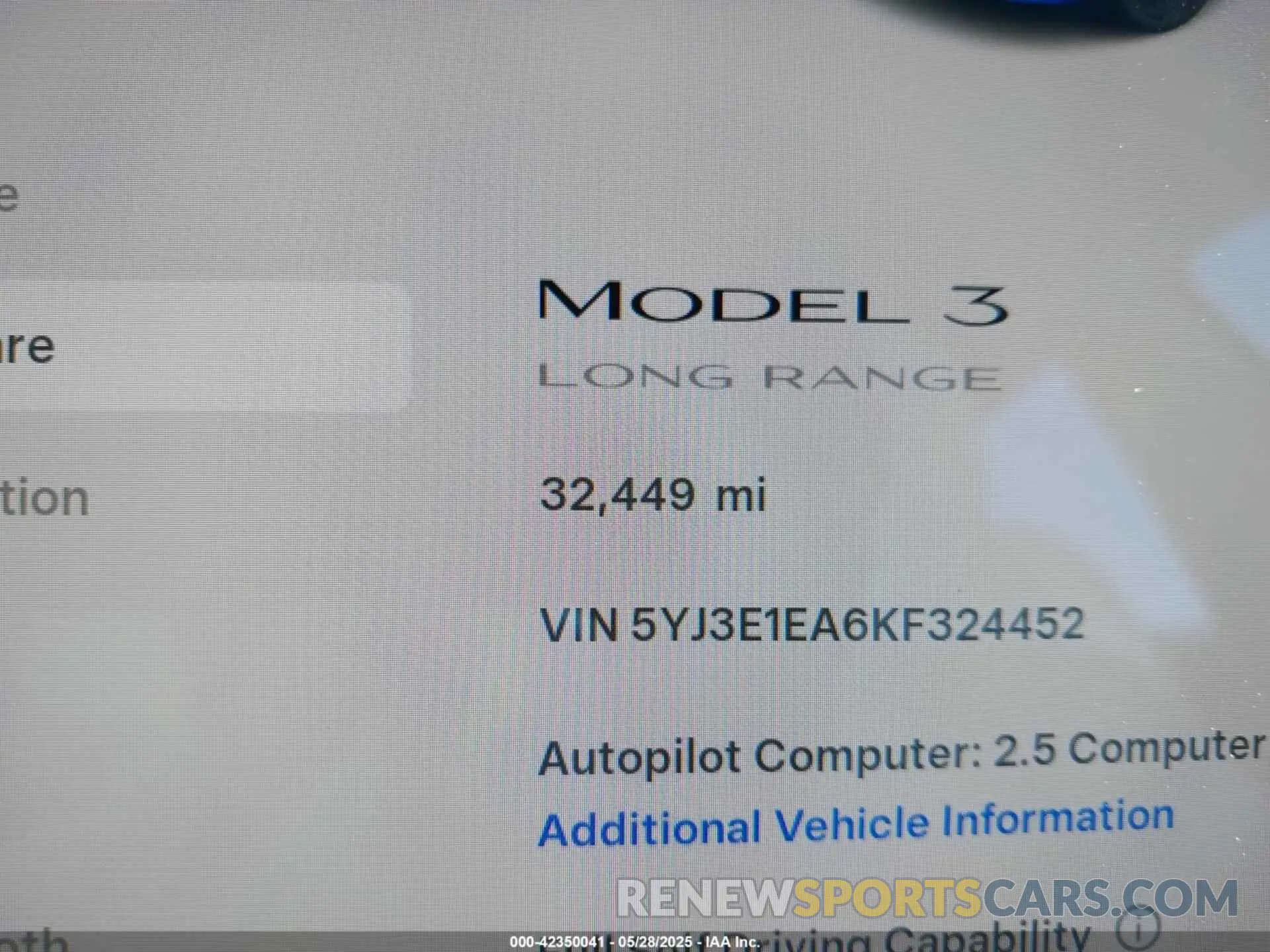 15 Photograph of a damaged car 5YJ3E1EA6KF324452 TESLA MODEL 3 2019