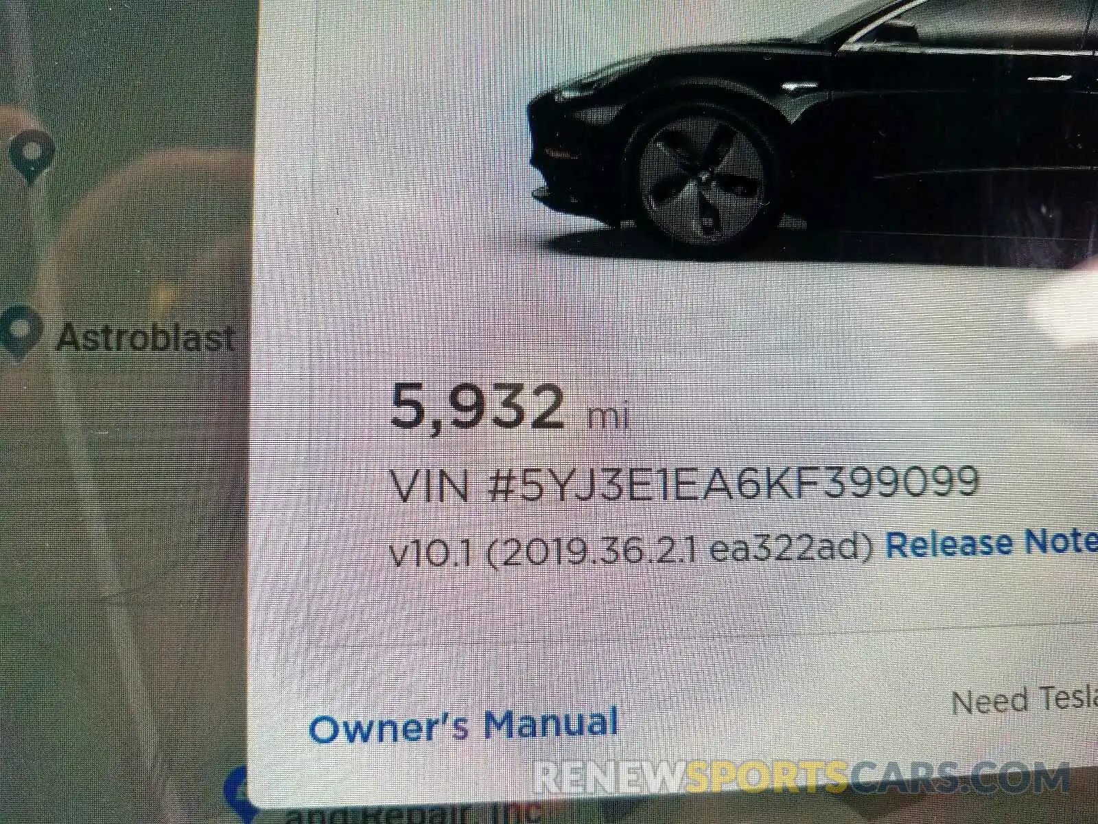 8 Photograph of a damaged car 5YJ3E1EA6KF399099 TESLA MODEL 3 2019