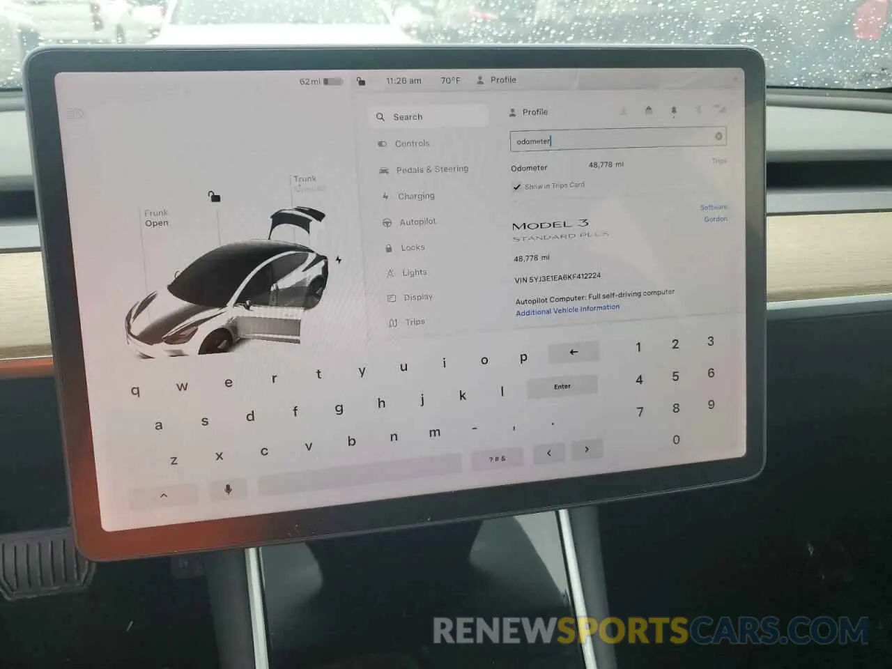 9 Photograph of a damaged car 5YJ3E1EA6KF412224 TESLA MODEL 3 2019