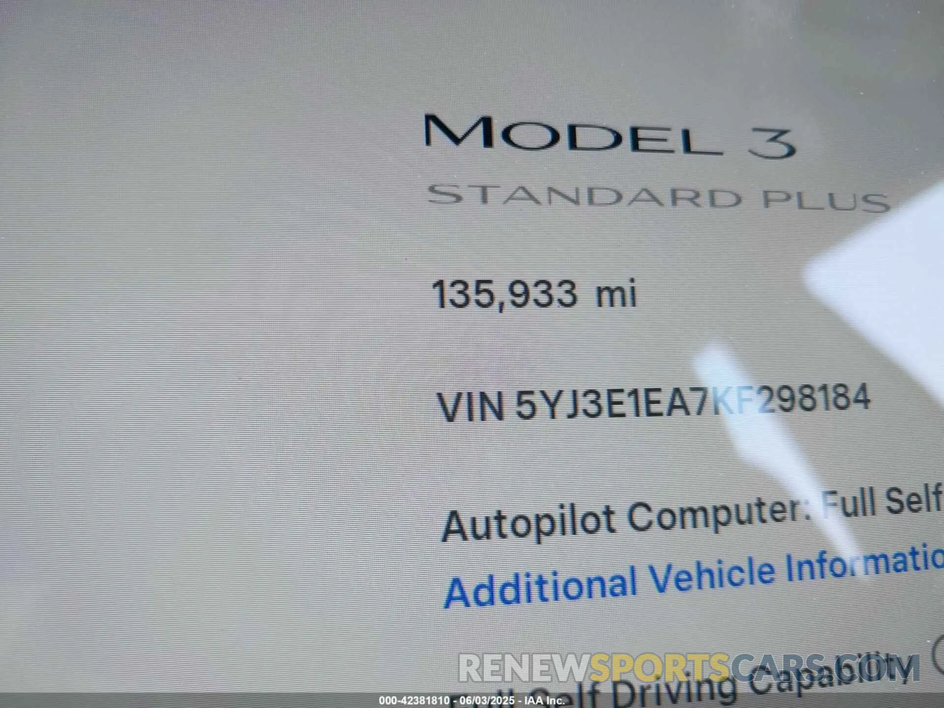 16 Photograph of a damaged car 5YJ3E1EA7KF298184 TESLA MODEL 3 2019
