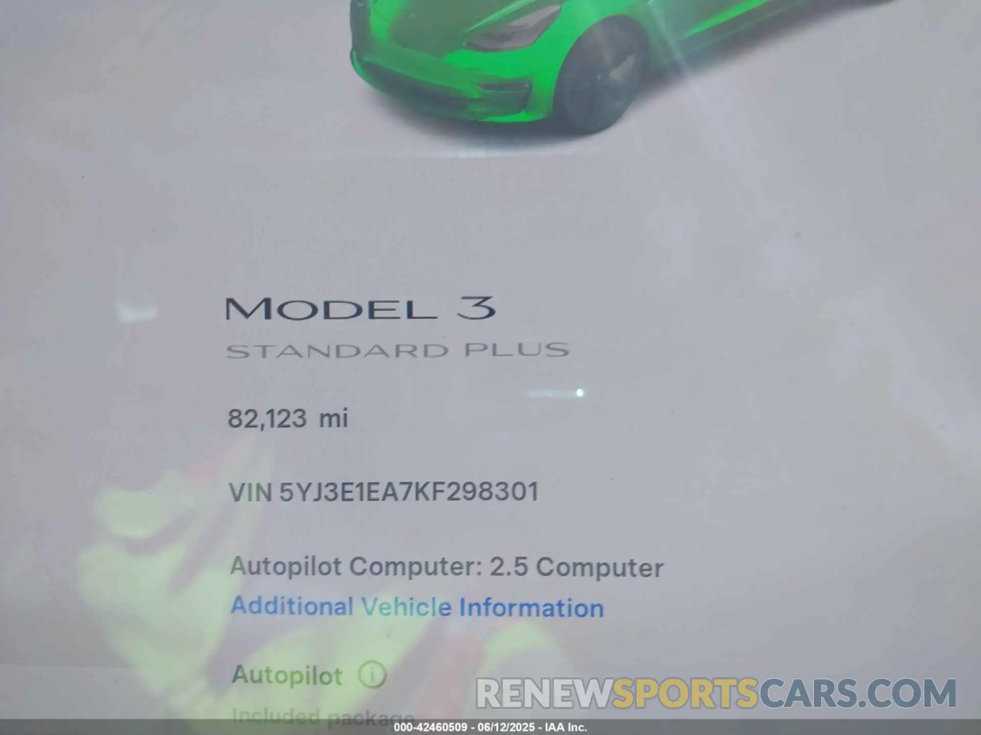 16 Photograph of a damaged car 5YJ3E1EA7KF298301 TESLA MODEL 3 2019