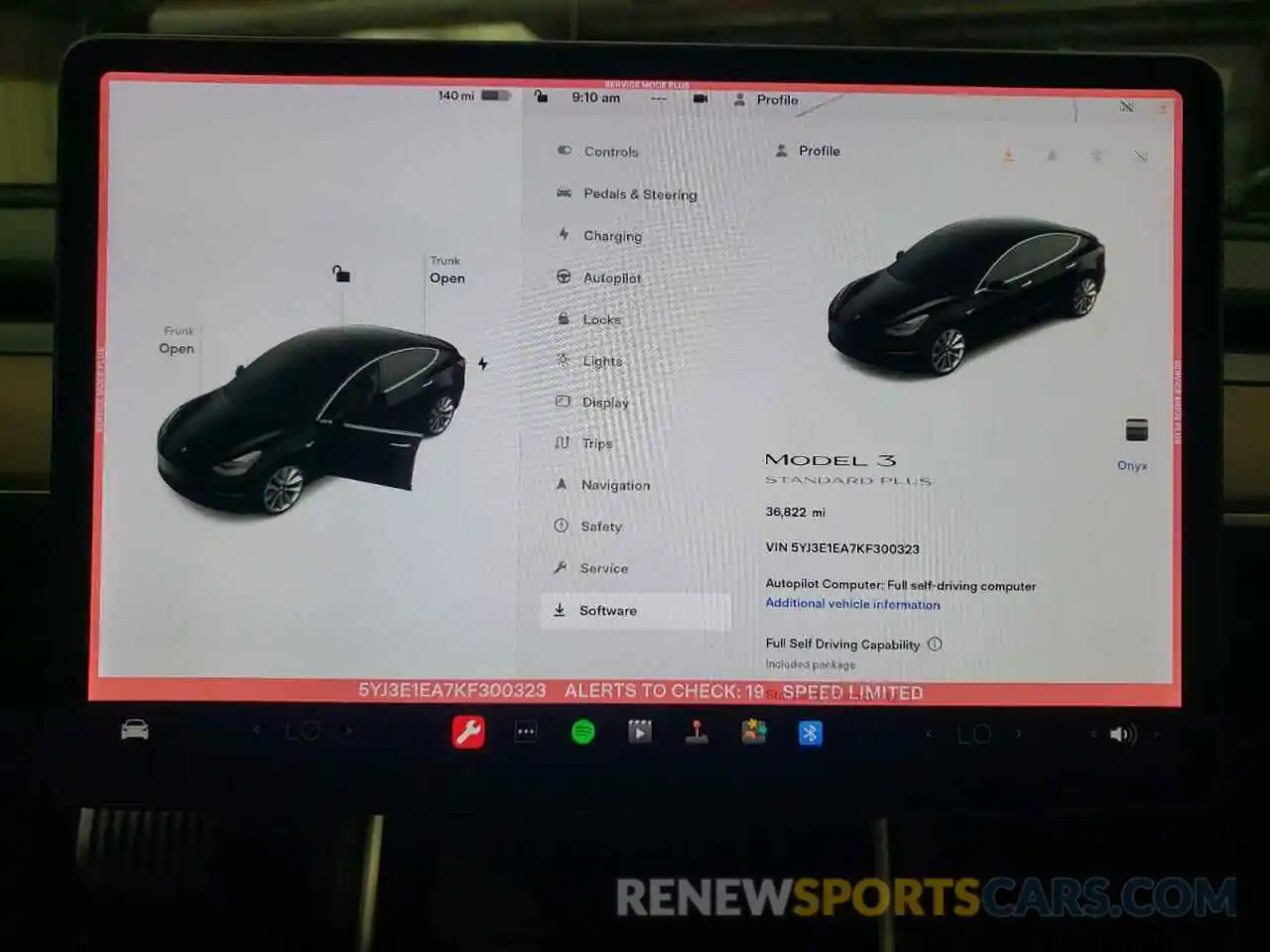 9 Photograph of a damaged car 5YJ3E1EA7KF300323 TESLA MODEL 3 2019