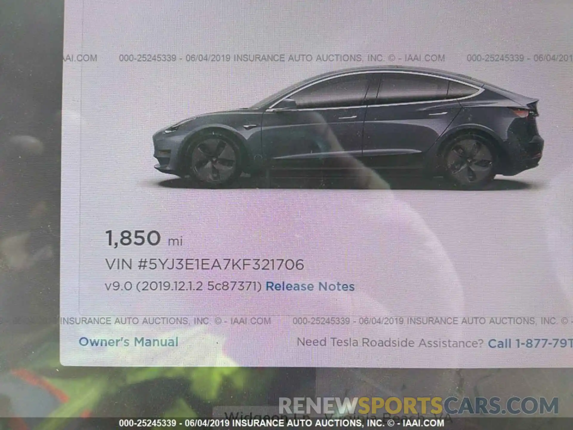 7 Photograph of a damaged car 5YJ3E1EA7KF321706 TESLA MODEL 3 2019