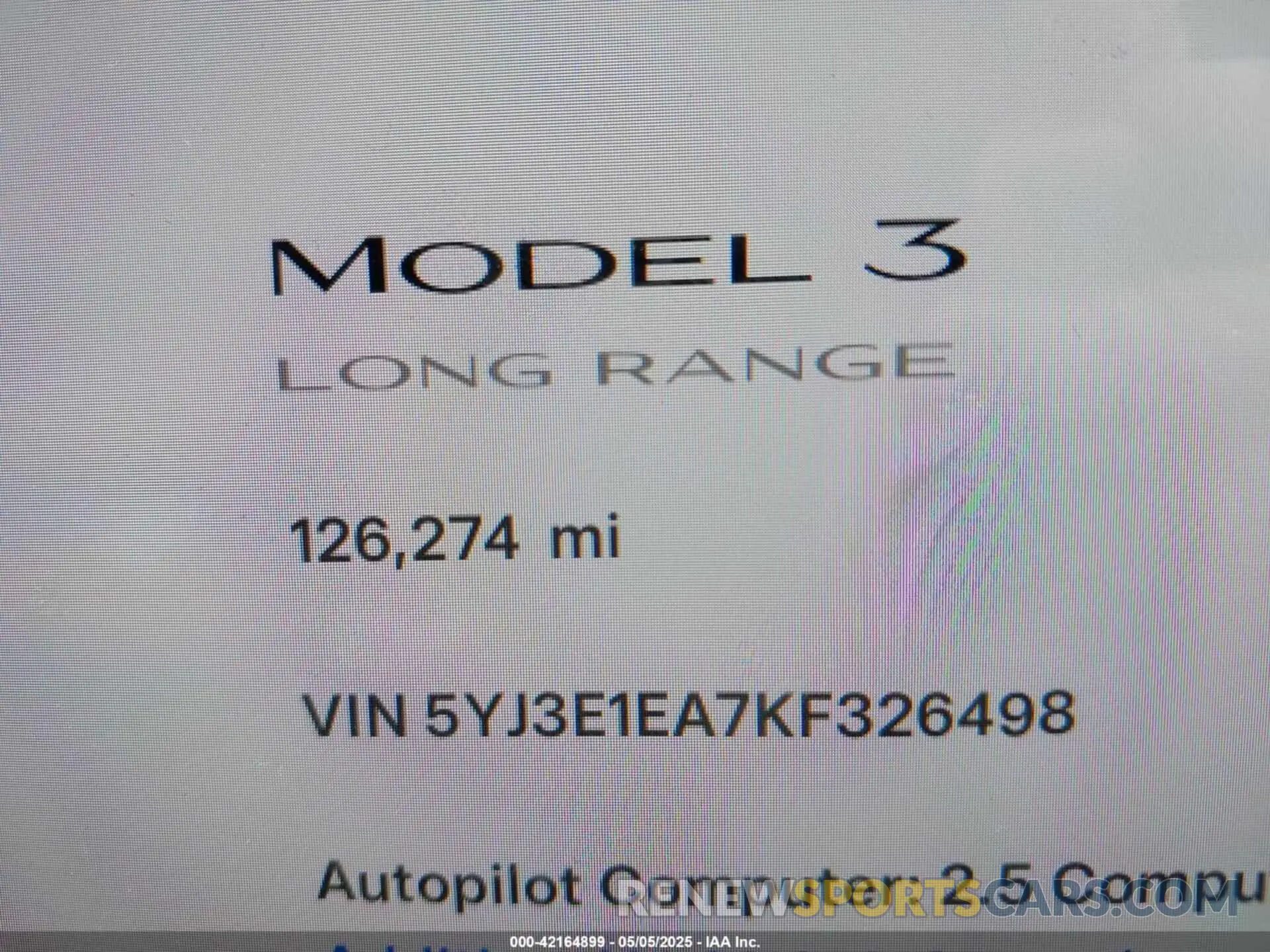 16 Photograph of a damaged car 5YJ3E1EA7KF326498 TESLA MODEL 3 2019
