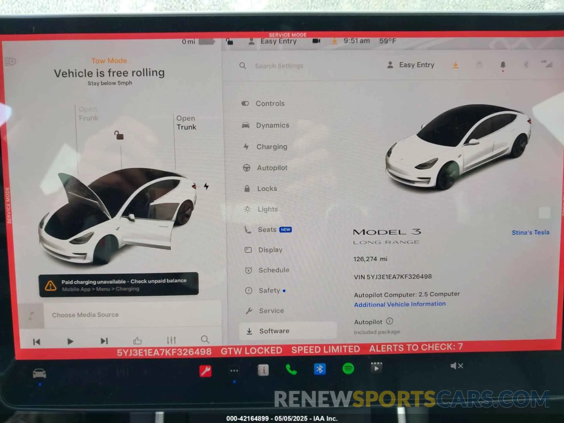 7 Photograph of a damaged car 5YJ3E1EA7KF326498 TESLA MODEL 3 2019